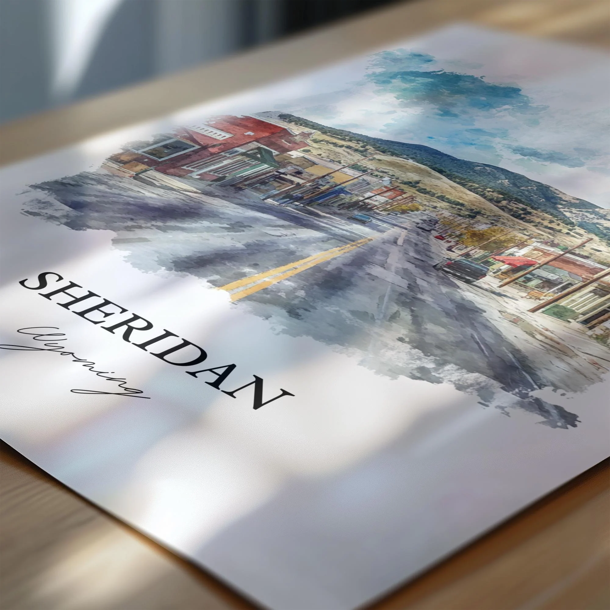 Sheridan, Wyoming, USA – Watercolor Art Print - Image 3