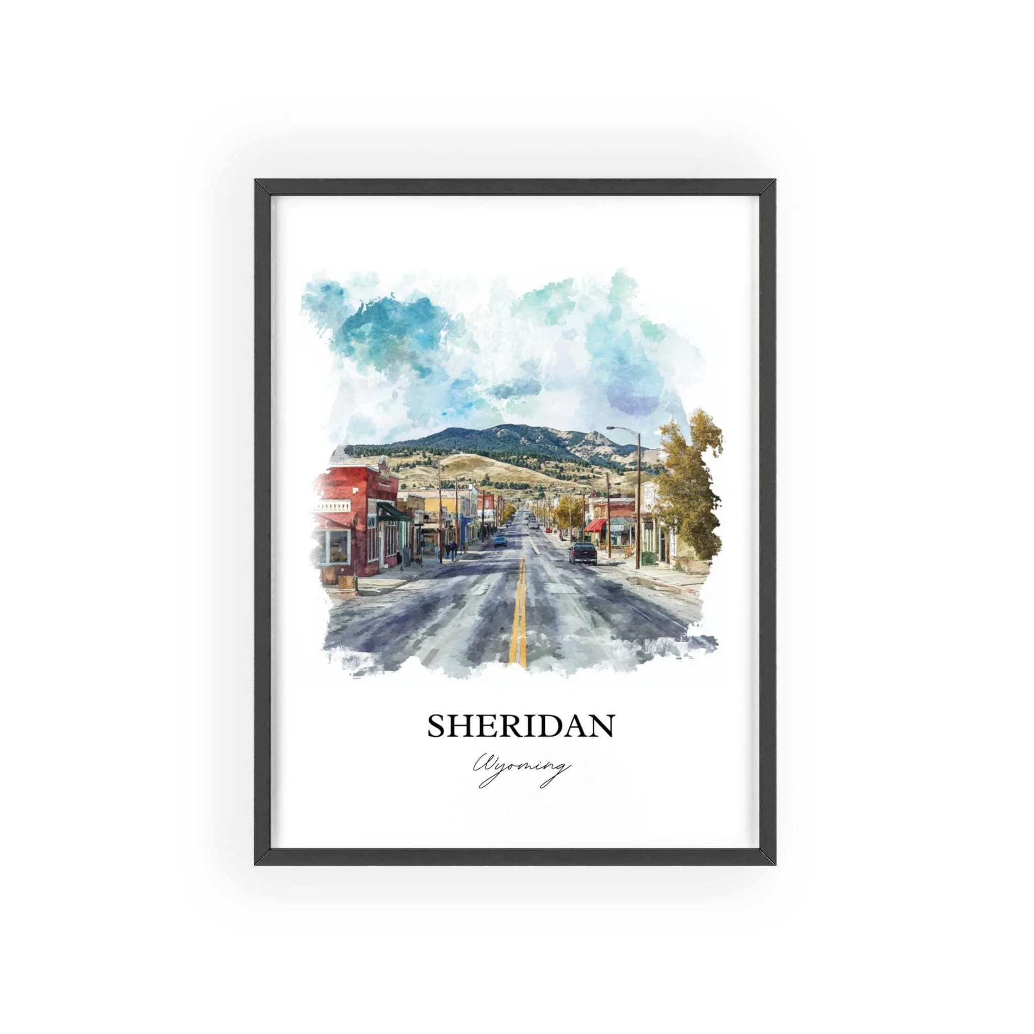 Sheridan, Wyoming, USA – Watercolor Art Print - Image 7