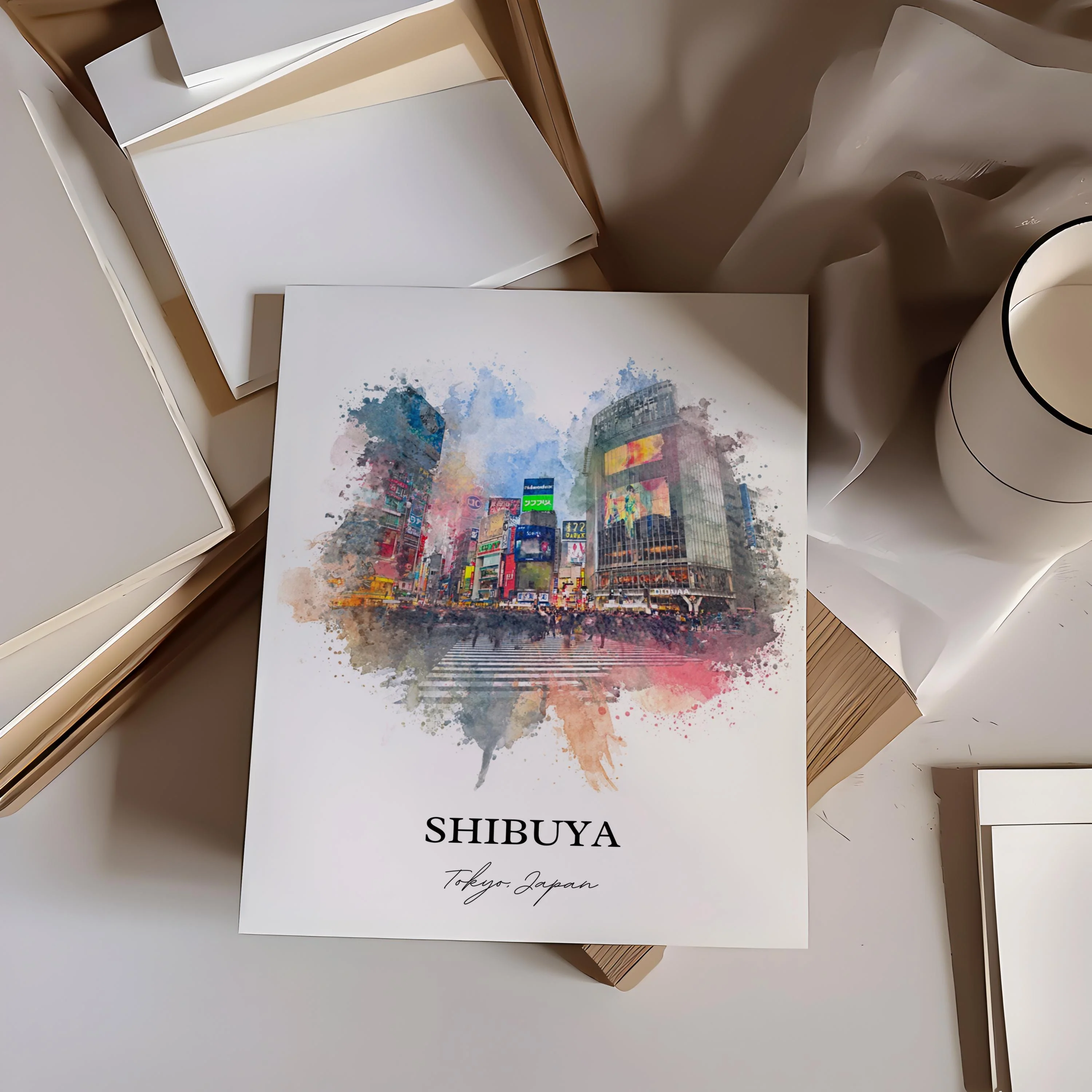 Shibuya, Tokyo – Watercolor Art Print - Image 7