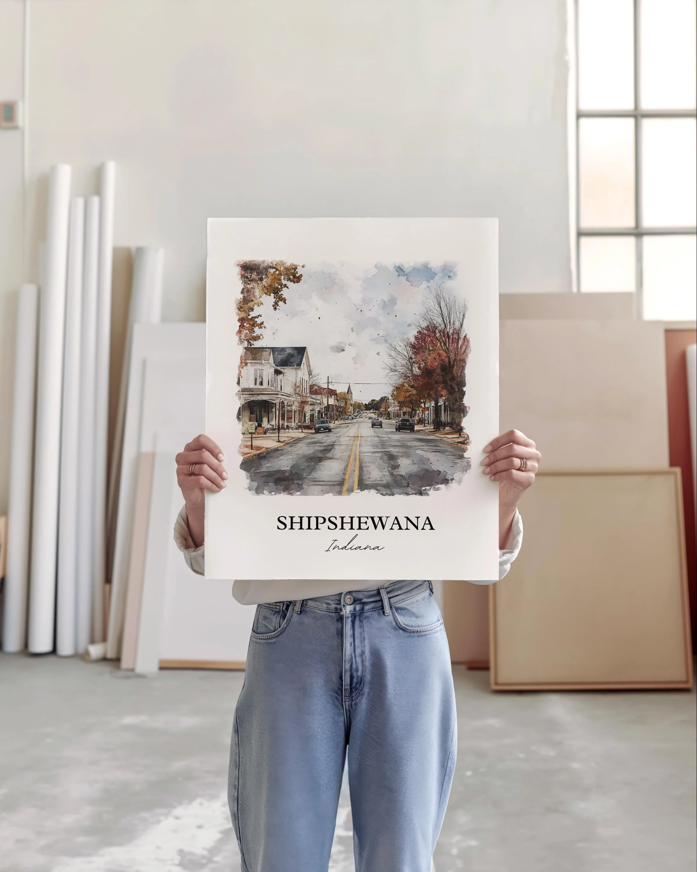 Shipshewana, IN, USA – Watercolor Art Print - Image 3