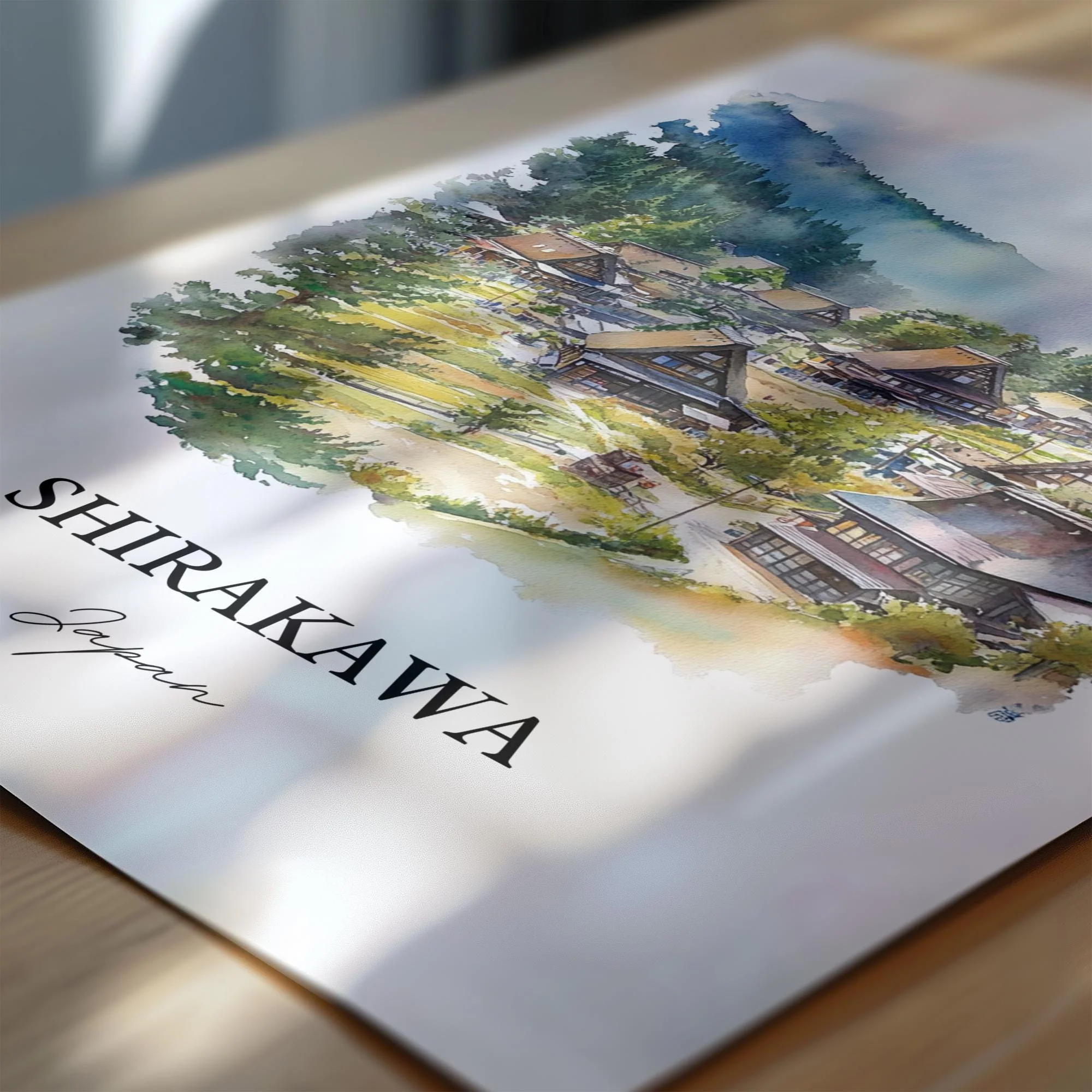 Shirakawa, Japan – Watercolor Art Print - Image 2