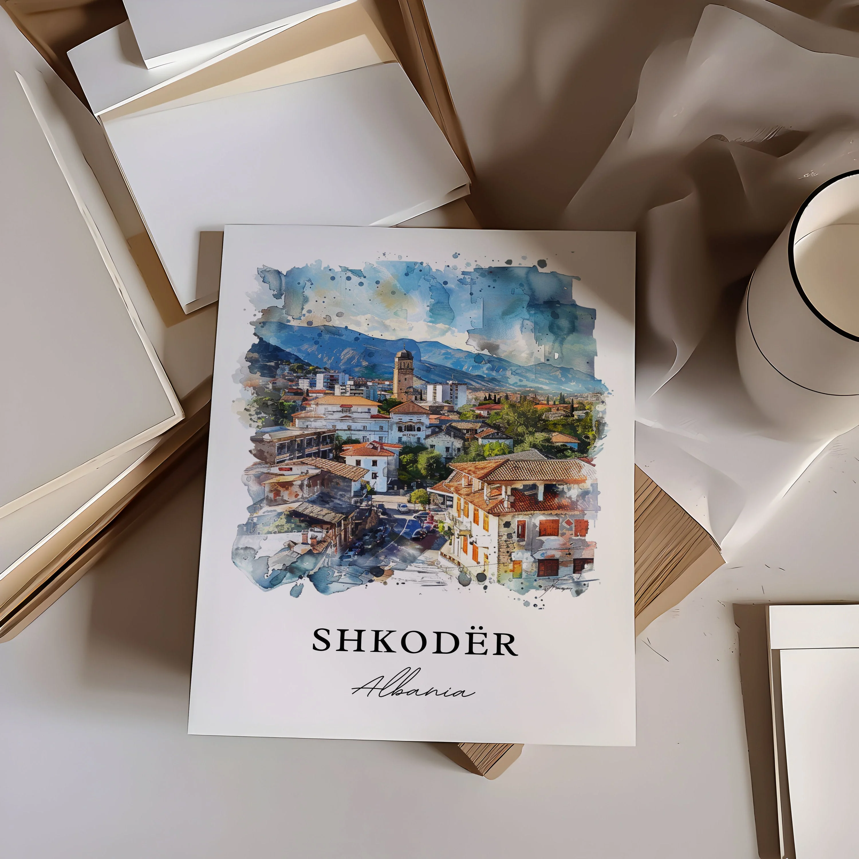 Shkodër, Albania – Watercolor Art Print - Image 2