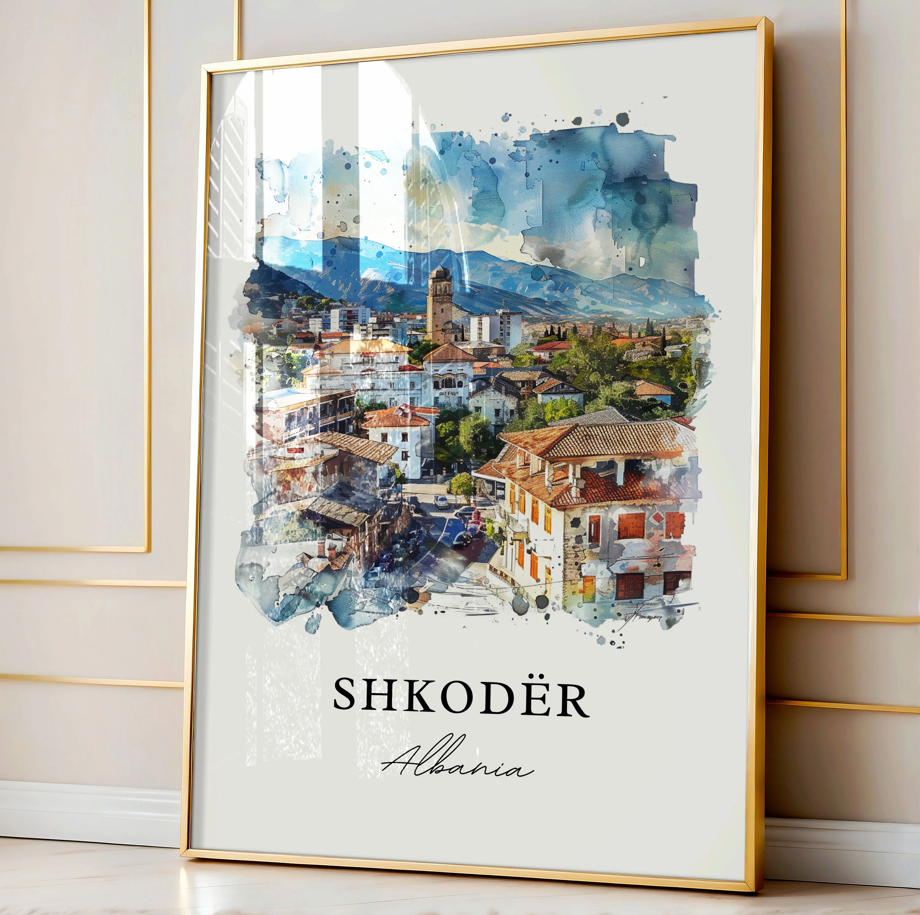 Shkodër, Albania – Watercolor Art Print - Image 4