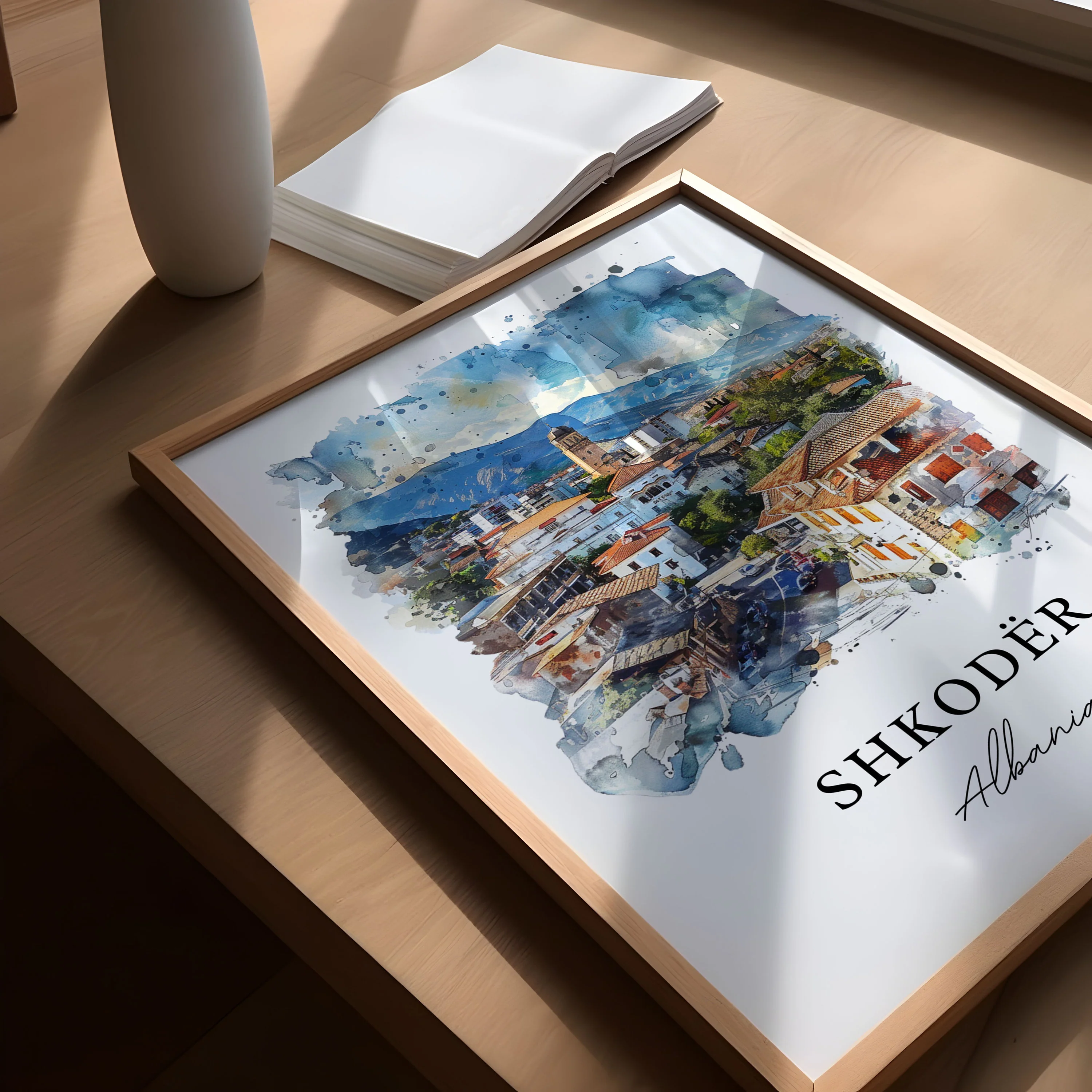 Shkodër, Albania – Watercolor Art Print - Image 3