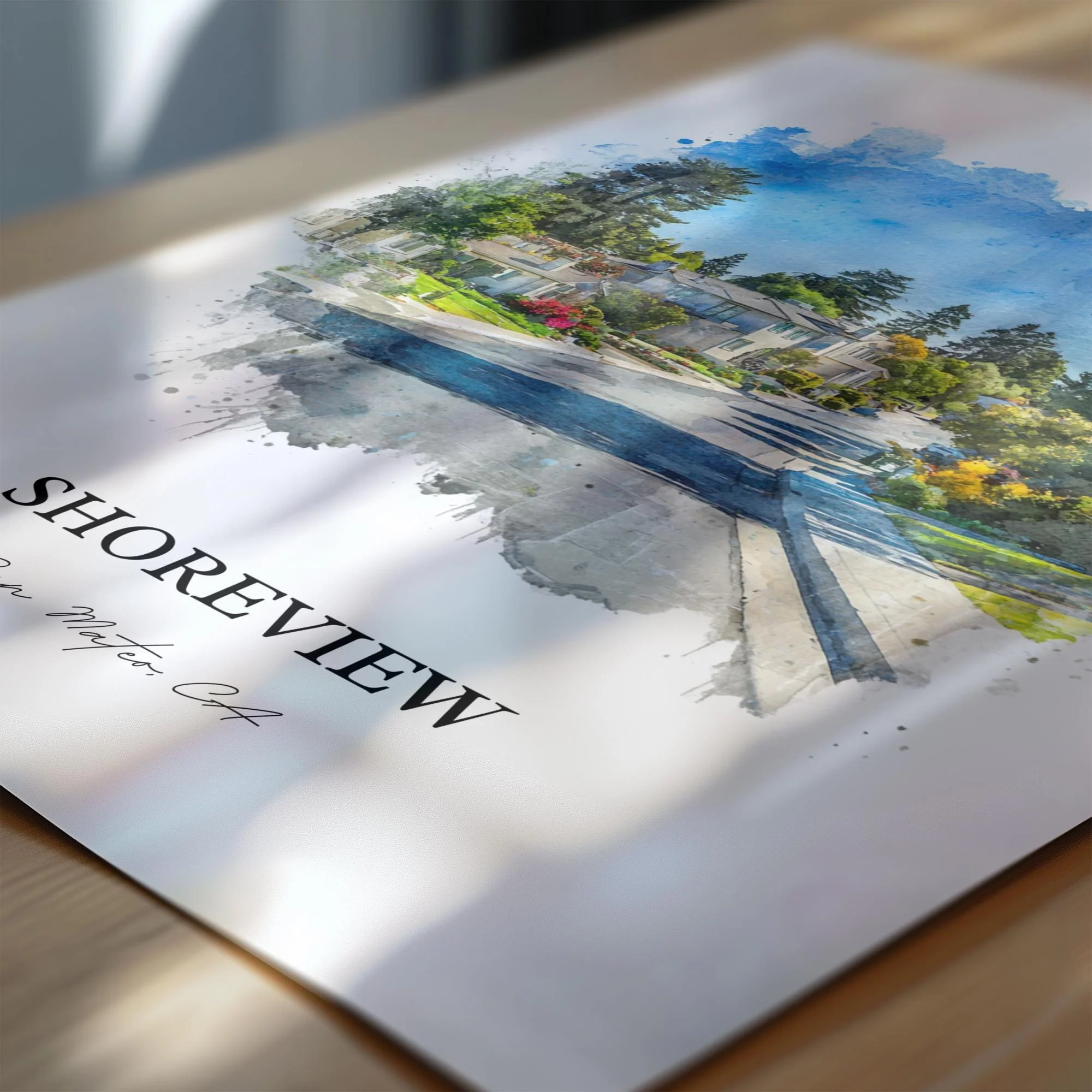 Shoreview, California – Watercolor Art Print - Image 2