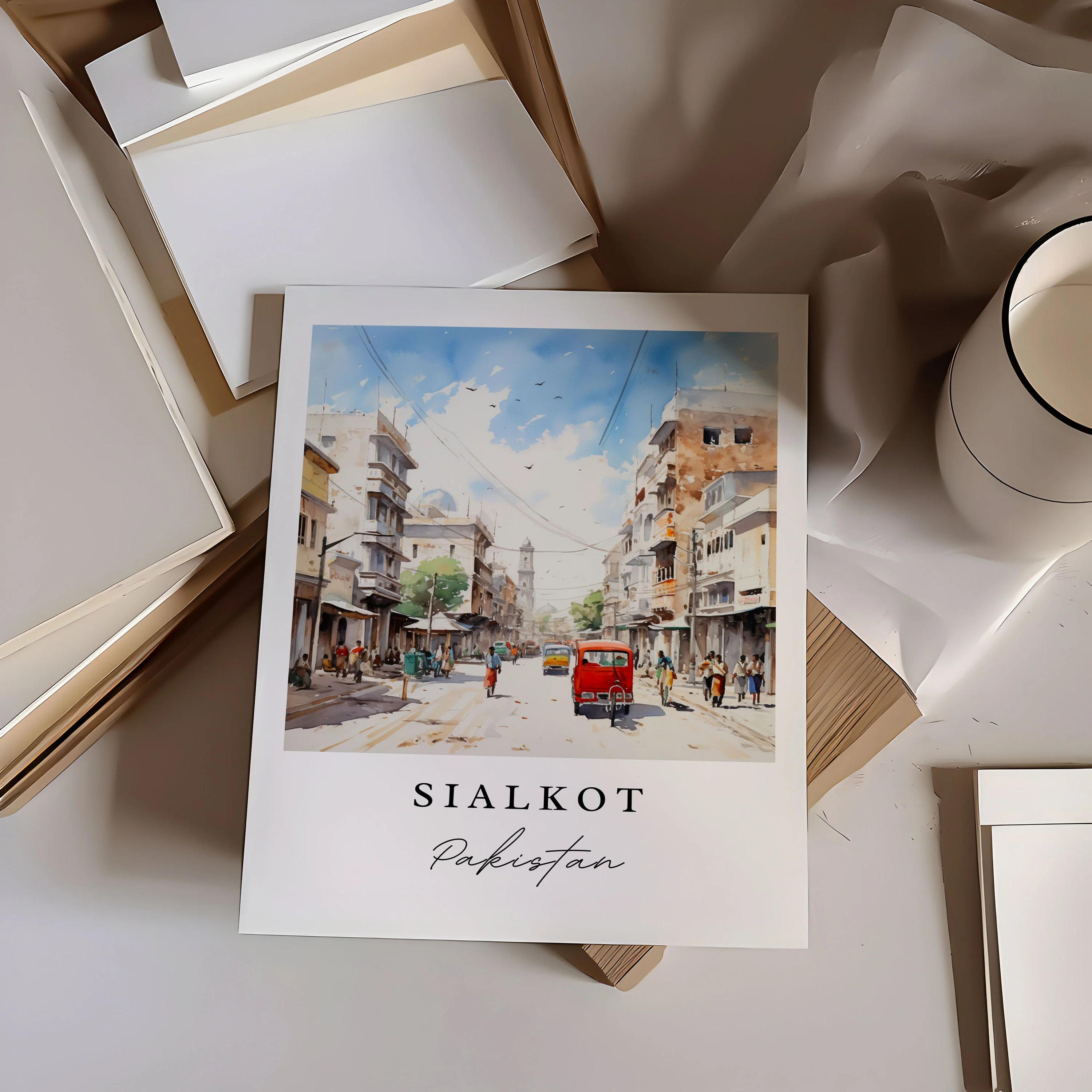 Sialkot, Pakistan – Watercolor Art Print - Image 4
