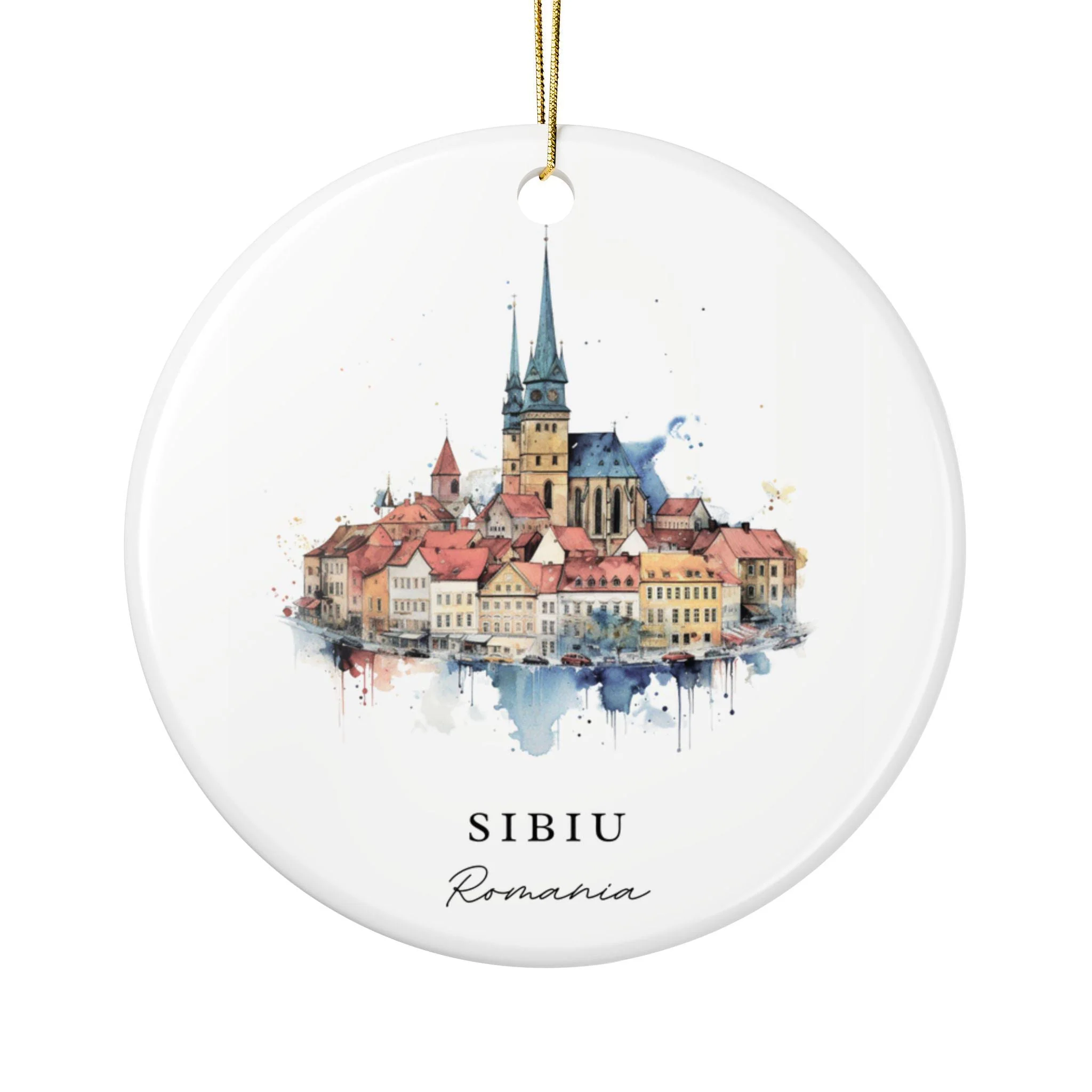 Sibiu Romania Ornament: Unique Romania Souvenir, Sibiu Xmas Decor, and Authentic Sibiu Gift