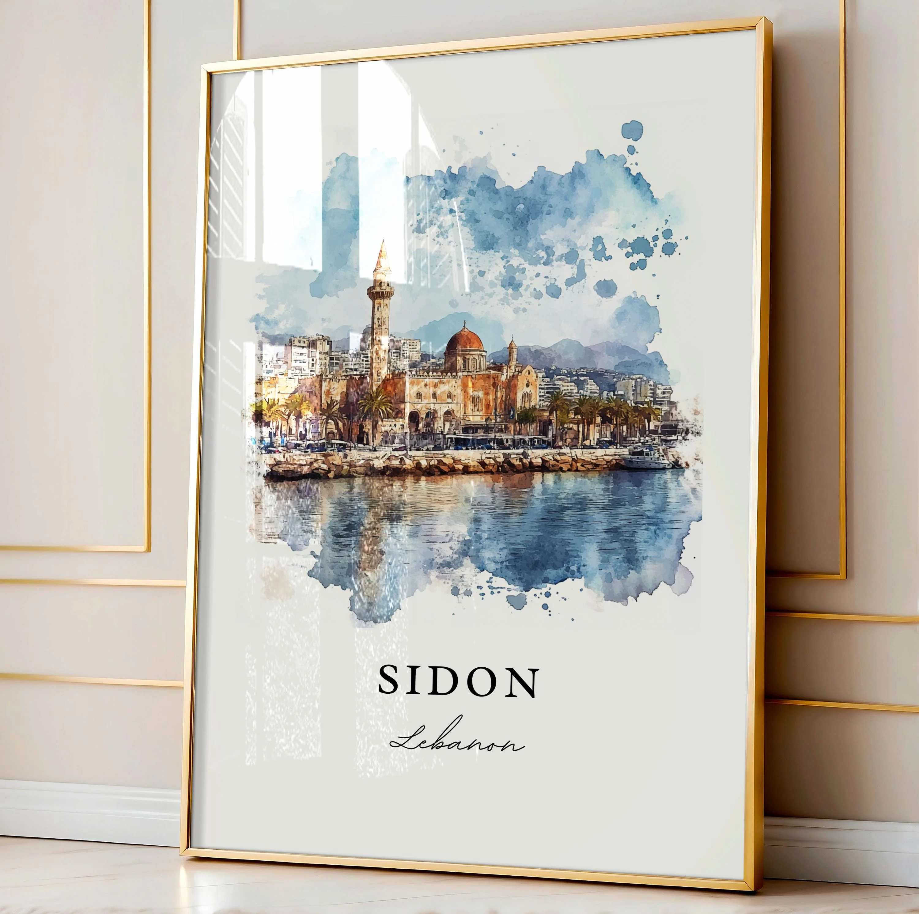 Sidon, Lebanon – Watercolor Art Print - Image 4