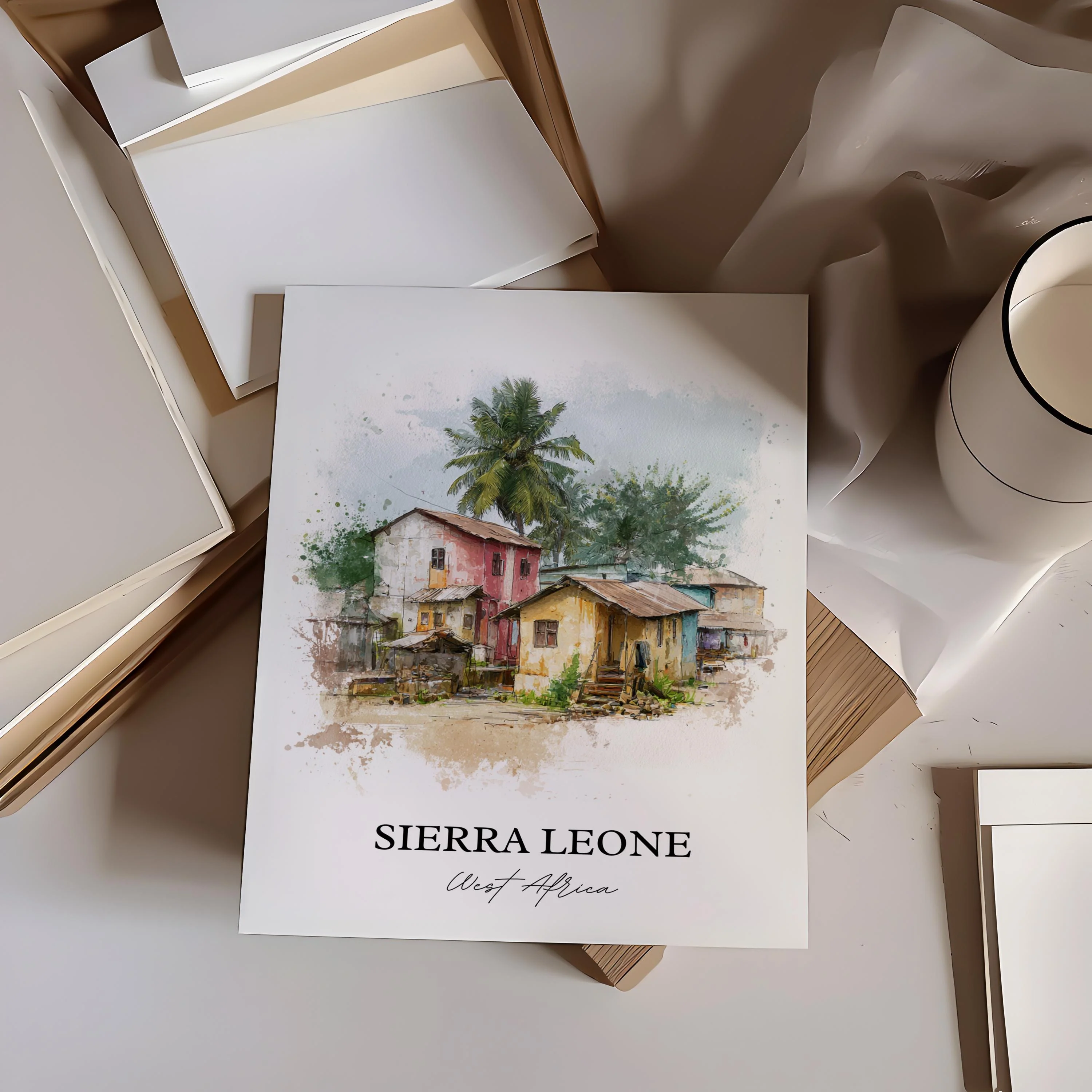 Sierra Leone, West Africa – Watercolor Art Print - Image 4