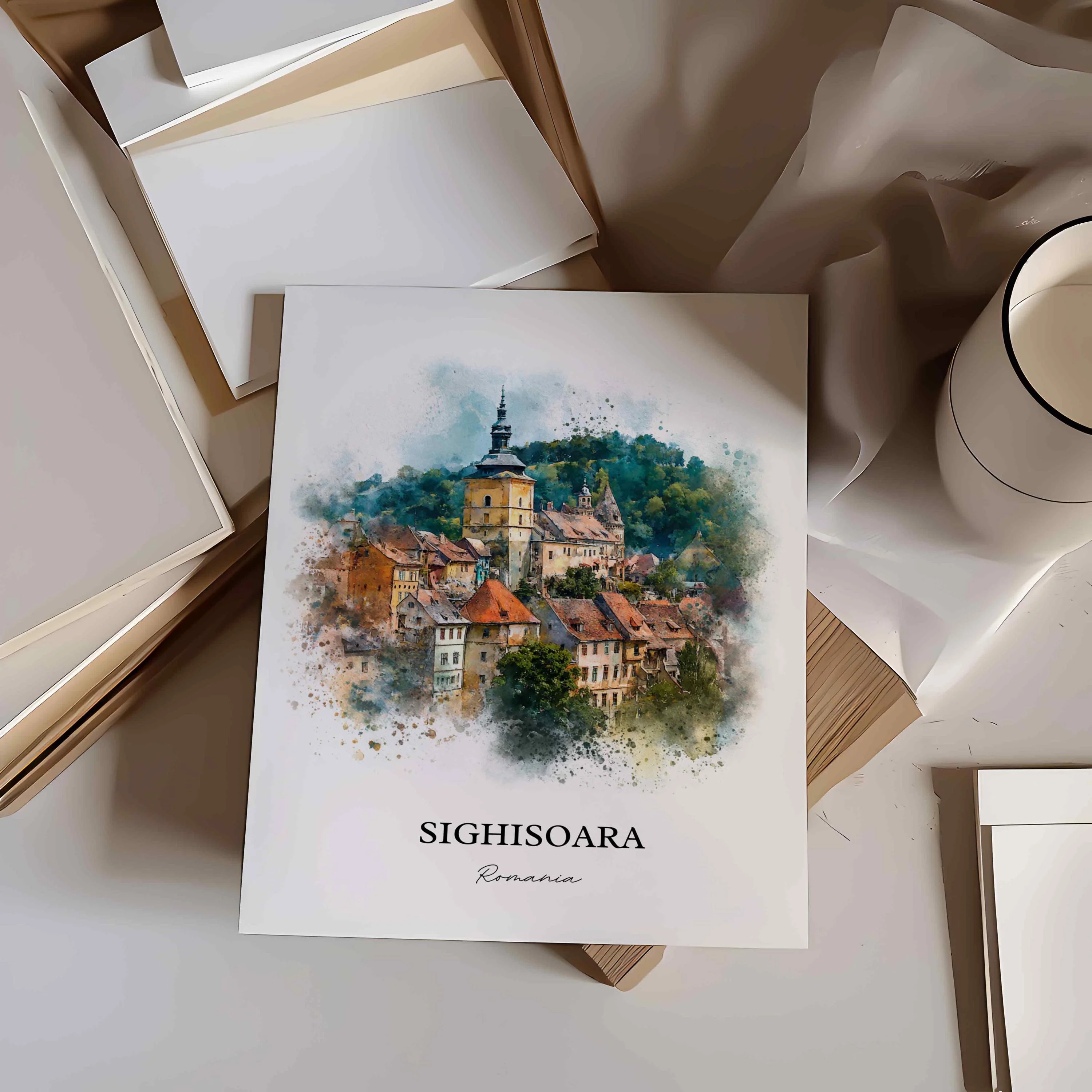 Sighisoara, Romania – Watercolor Art Print - Image 3