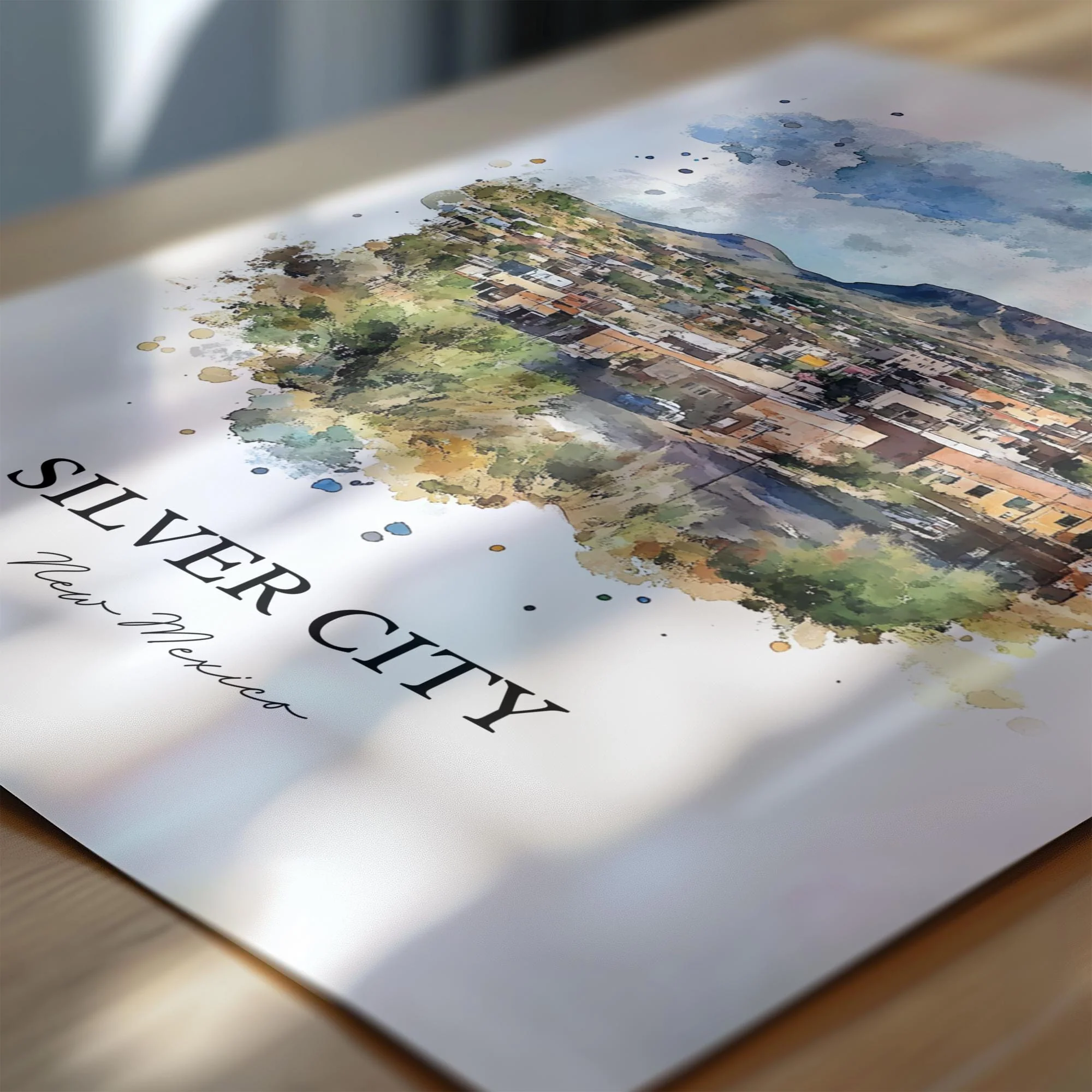 Silver City, NM, USA – Watercolor Art Print - Image 2