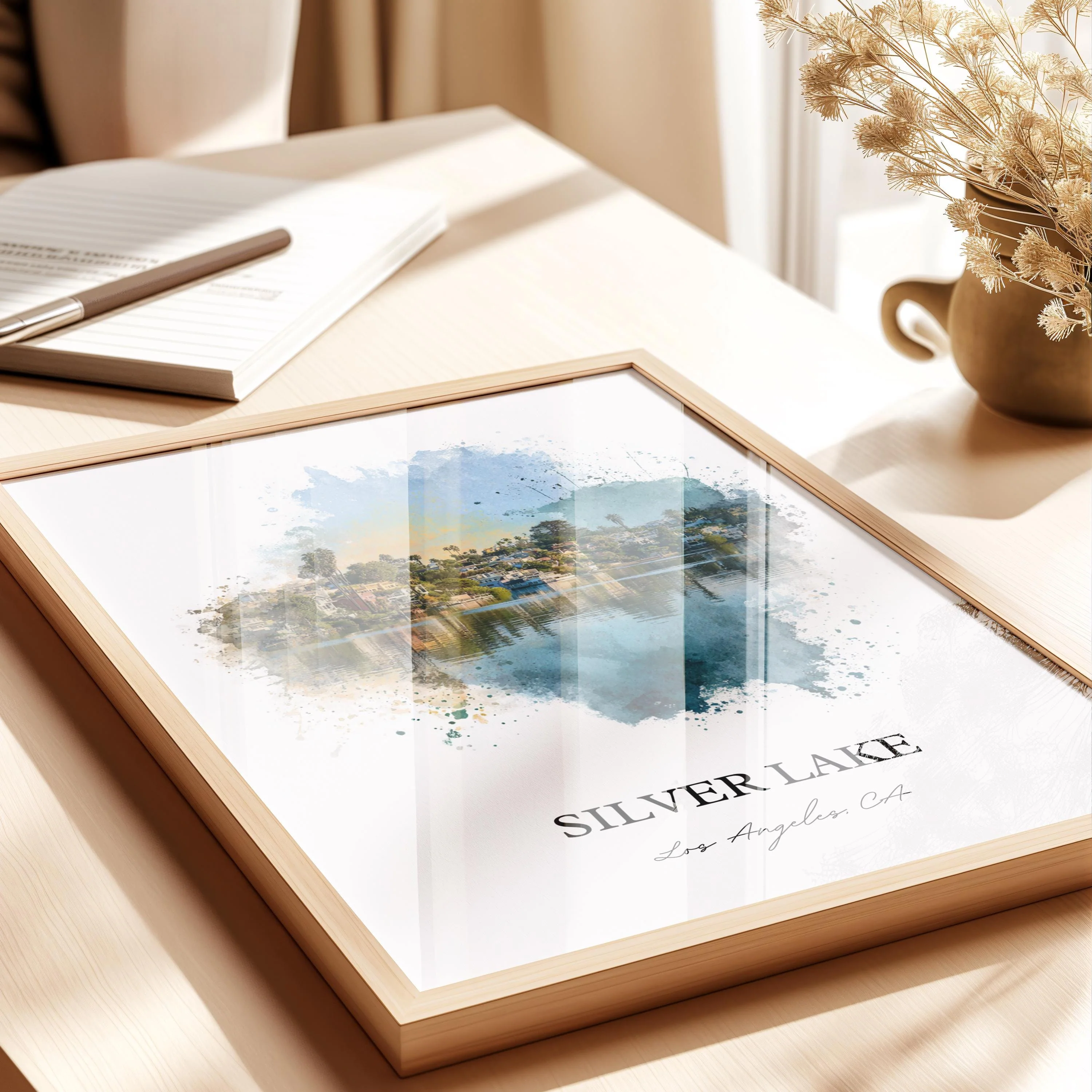 Silver Lake, California – Watercolor Art Print - Image 2