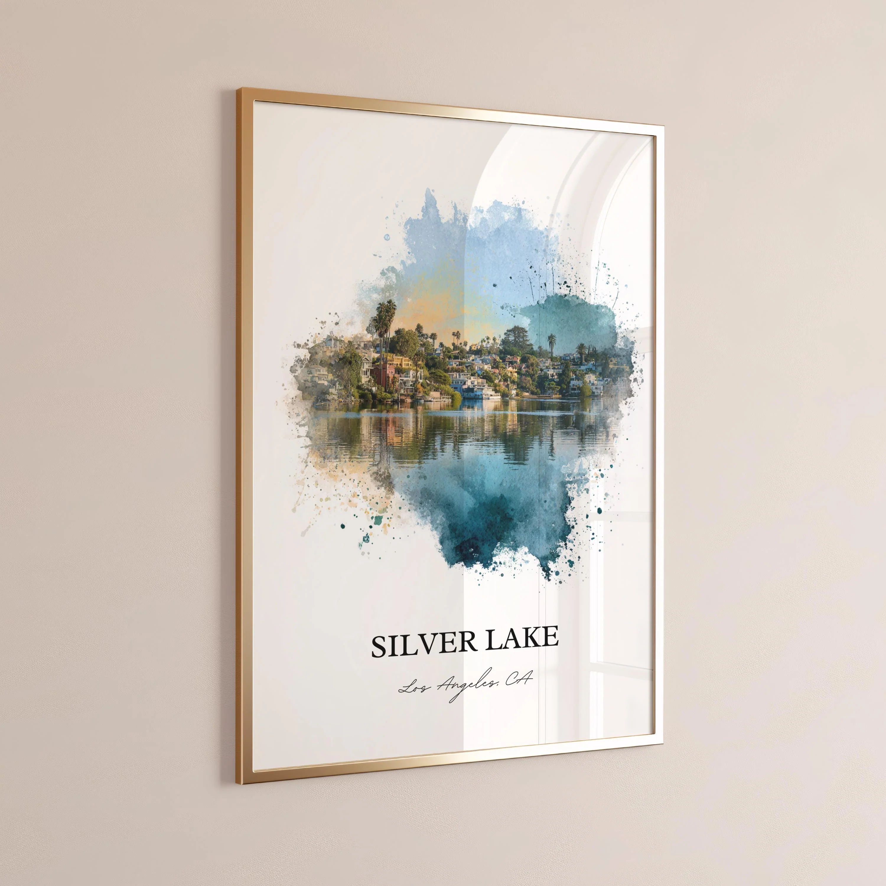 Silver Lake, California – Watercolor Art Print - Image 3