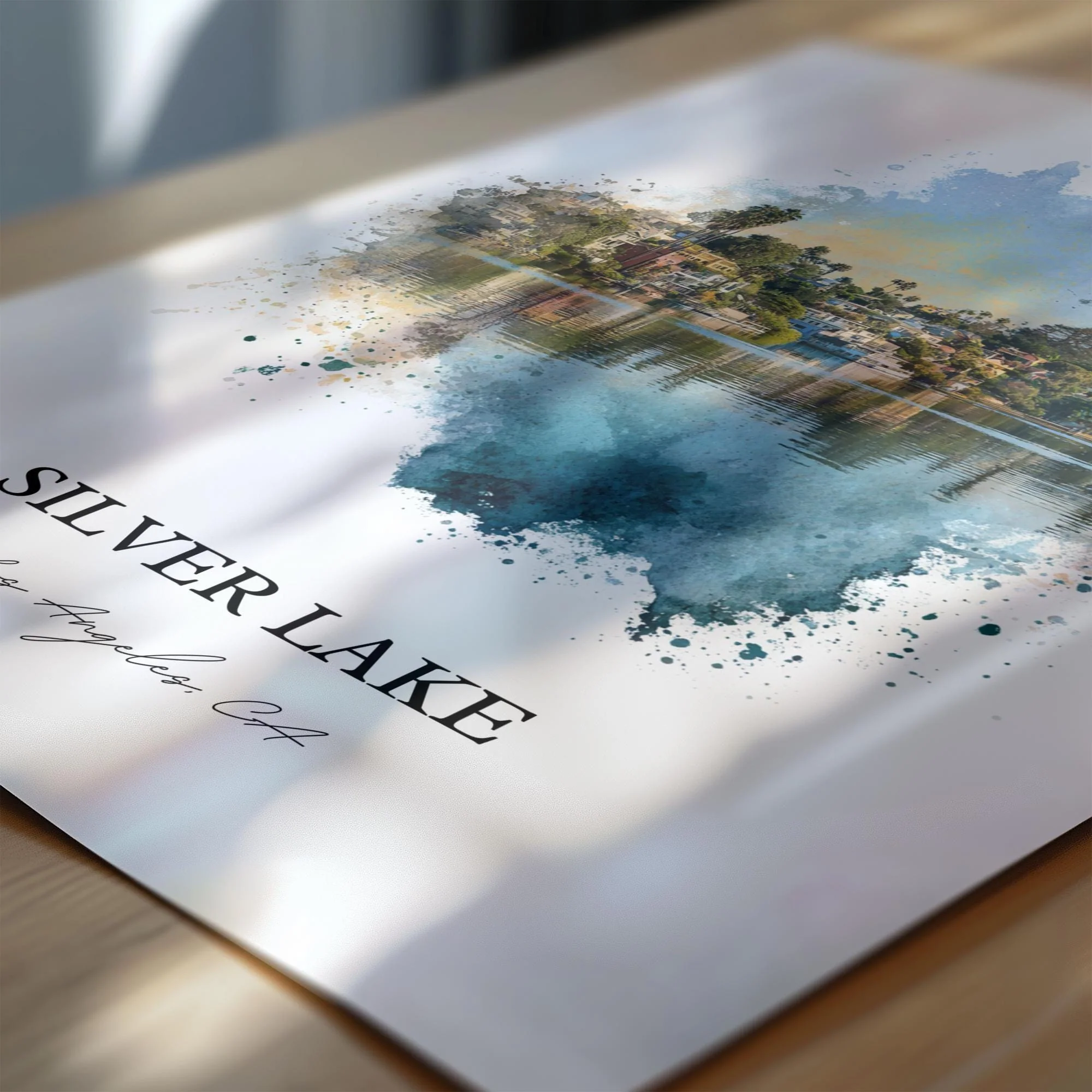 Silver Lake, California – Watercolor Art Print - Image 8
