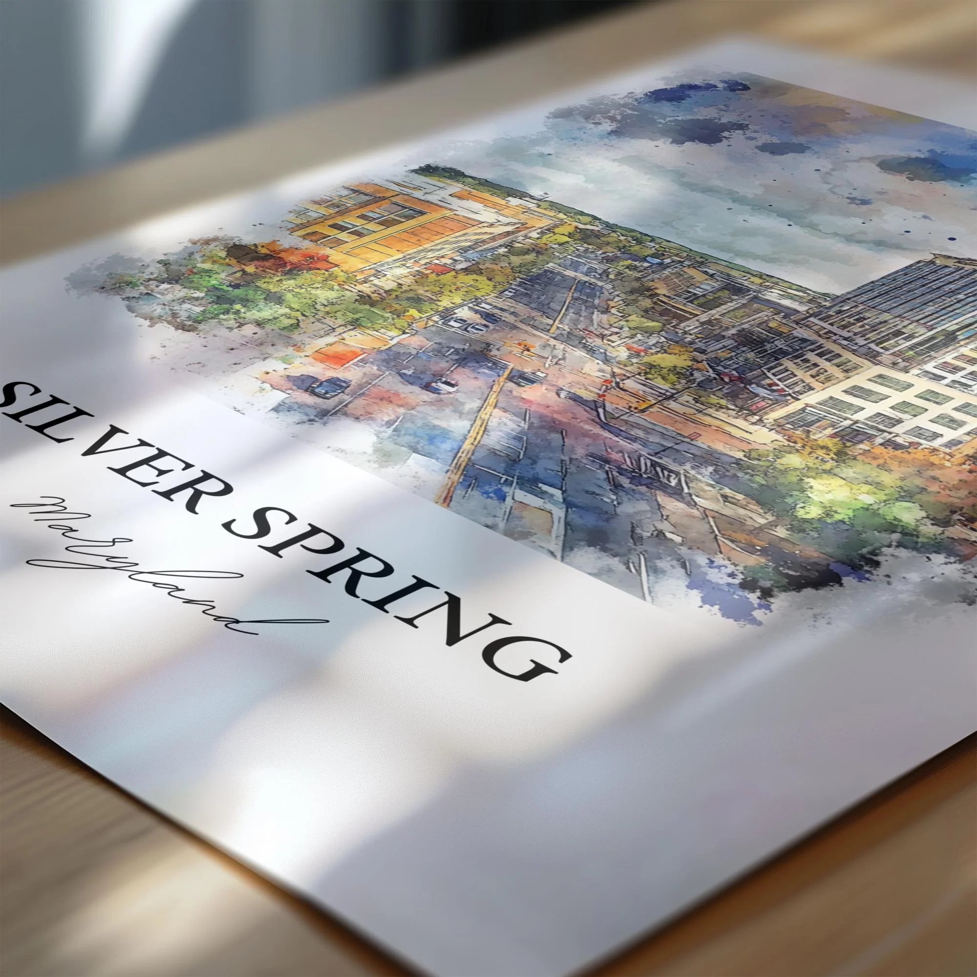 Silver Spring, Maryland – Watercolor Art Print - Image 3