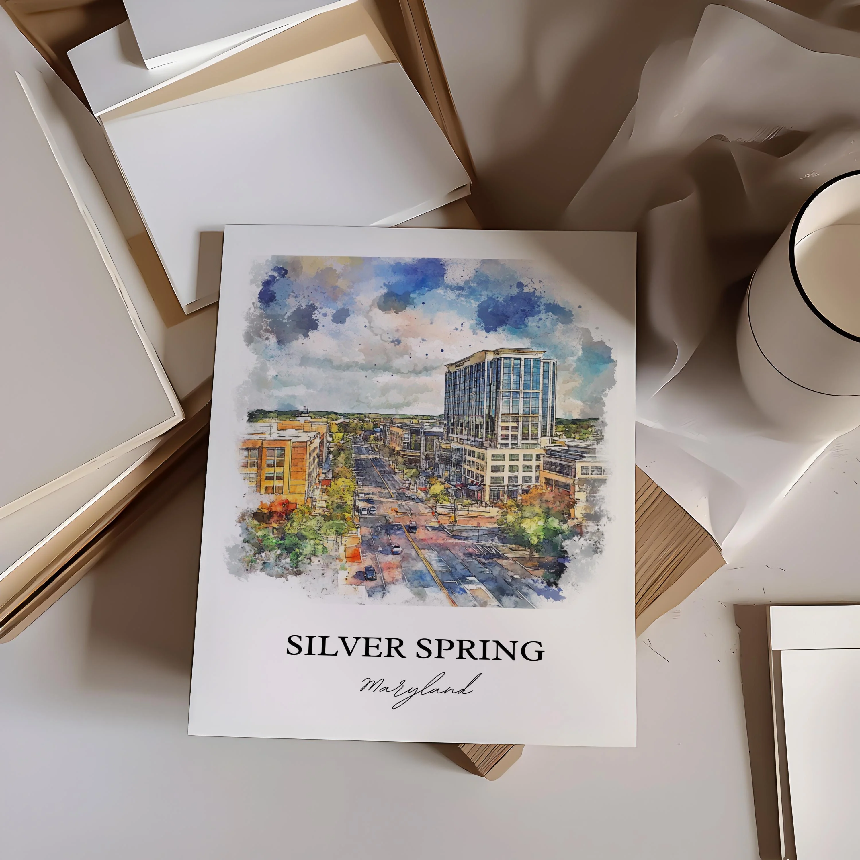 Silver Spring, Maryland – Watercolor Art Print - Image 5