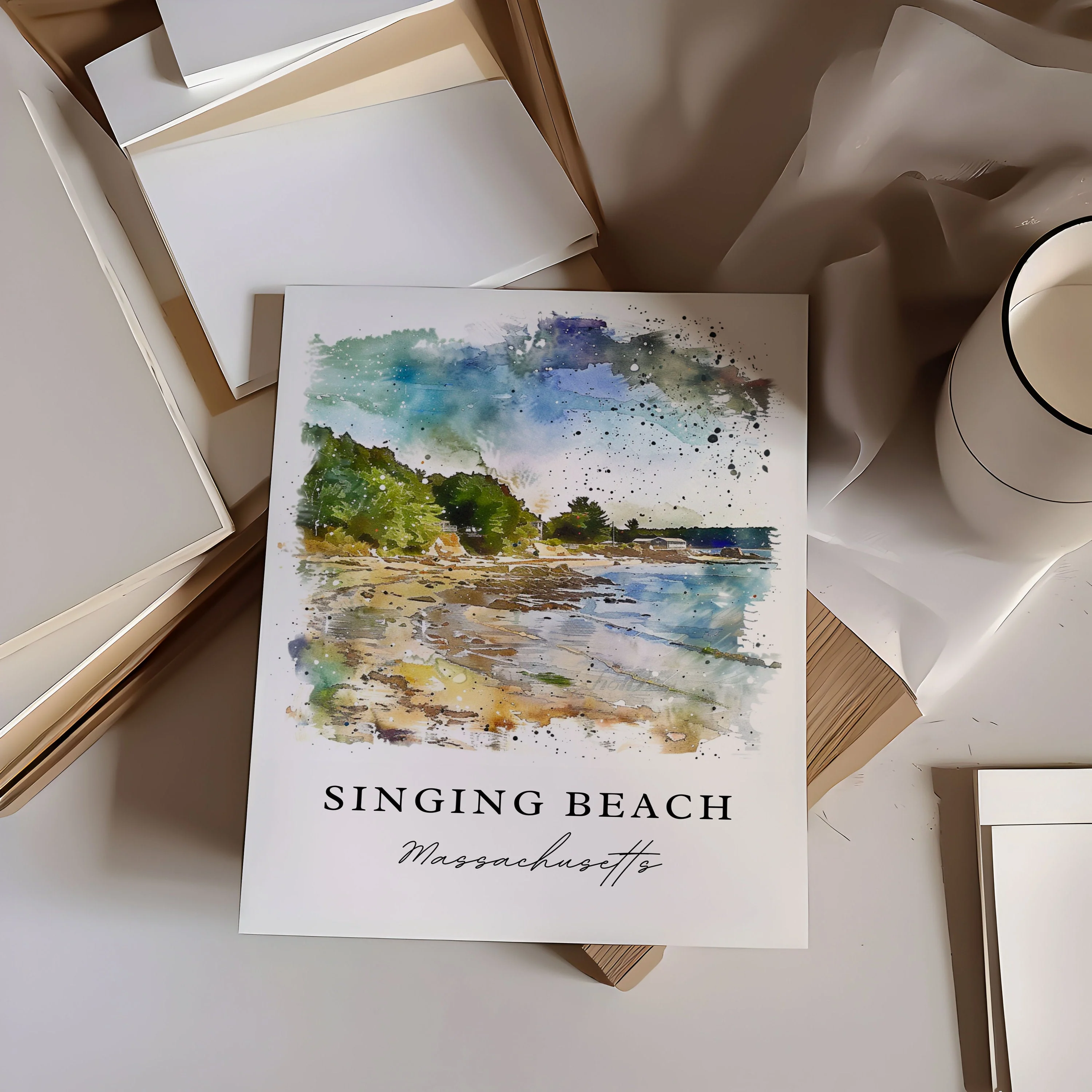 Singing Beach, Massachusetts, USA – Watercolor Art Print - Image 3
