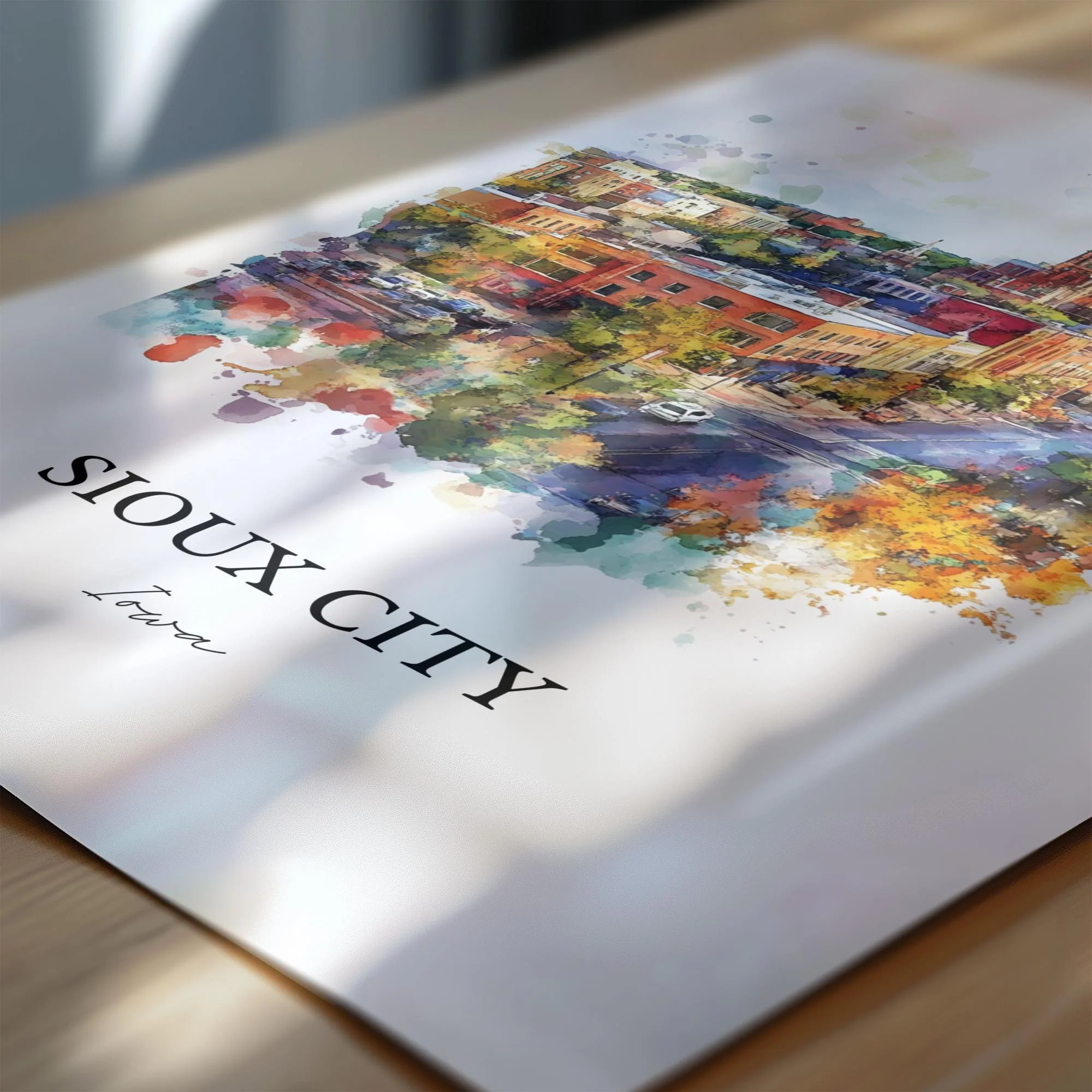 Sioux City, Iowa – Watercolor Art Print - Image 2