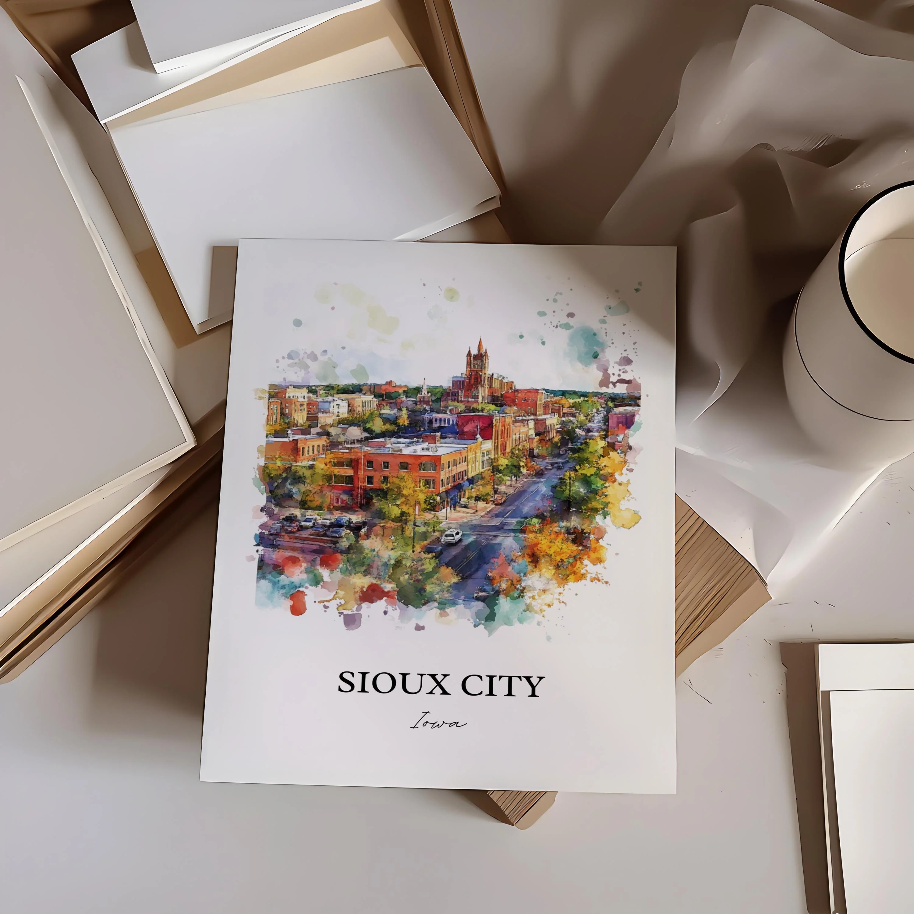 Sioux City, Iowa – Watercolor Art Print - Image 6