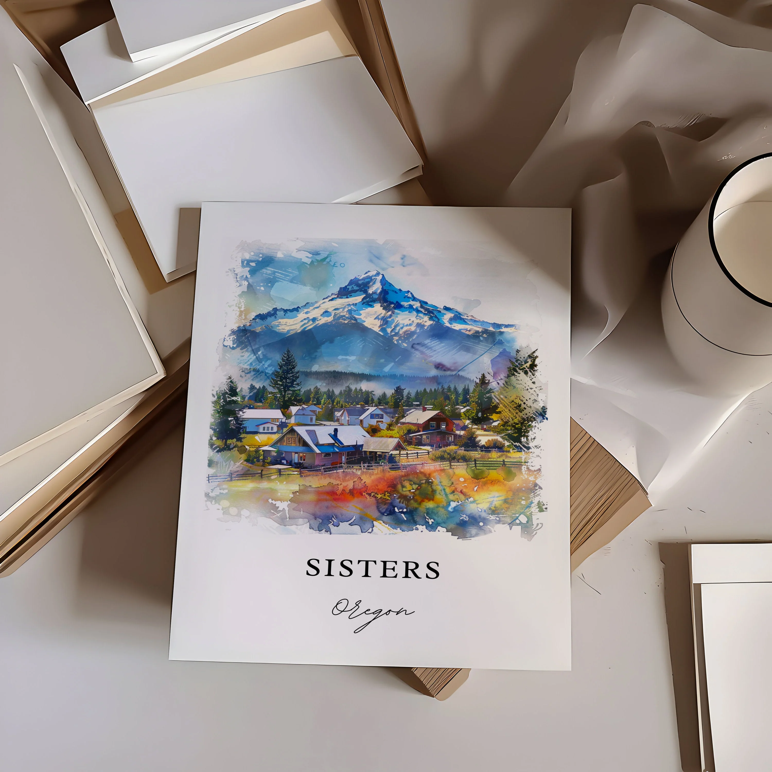 Sisters, Oregon, Oregon – Watercolor Art Print - Image 2