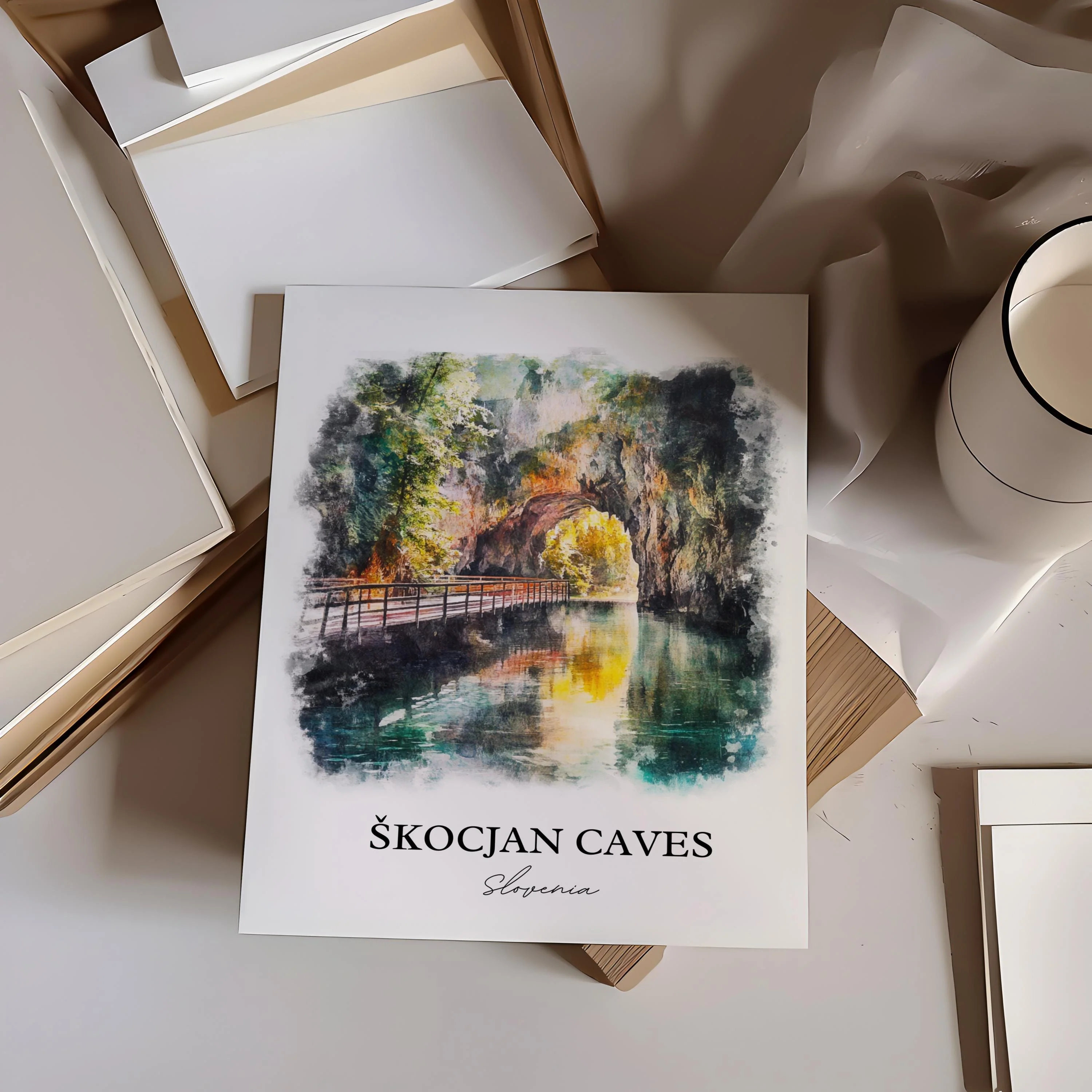 Skocjan Caves, Slovenia – Watercolor Art Print - Image 3