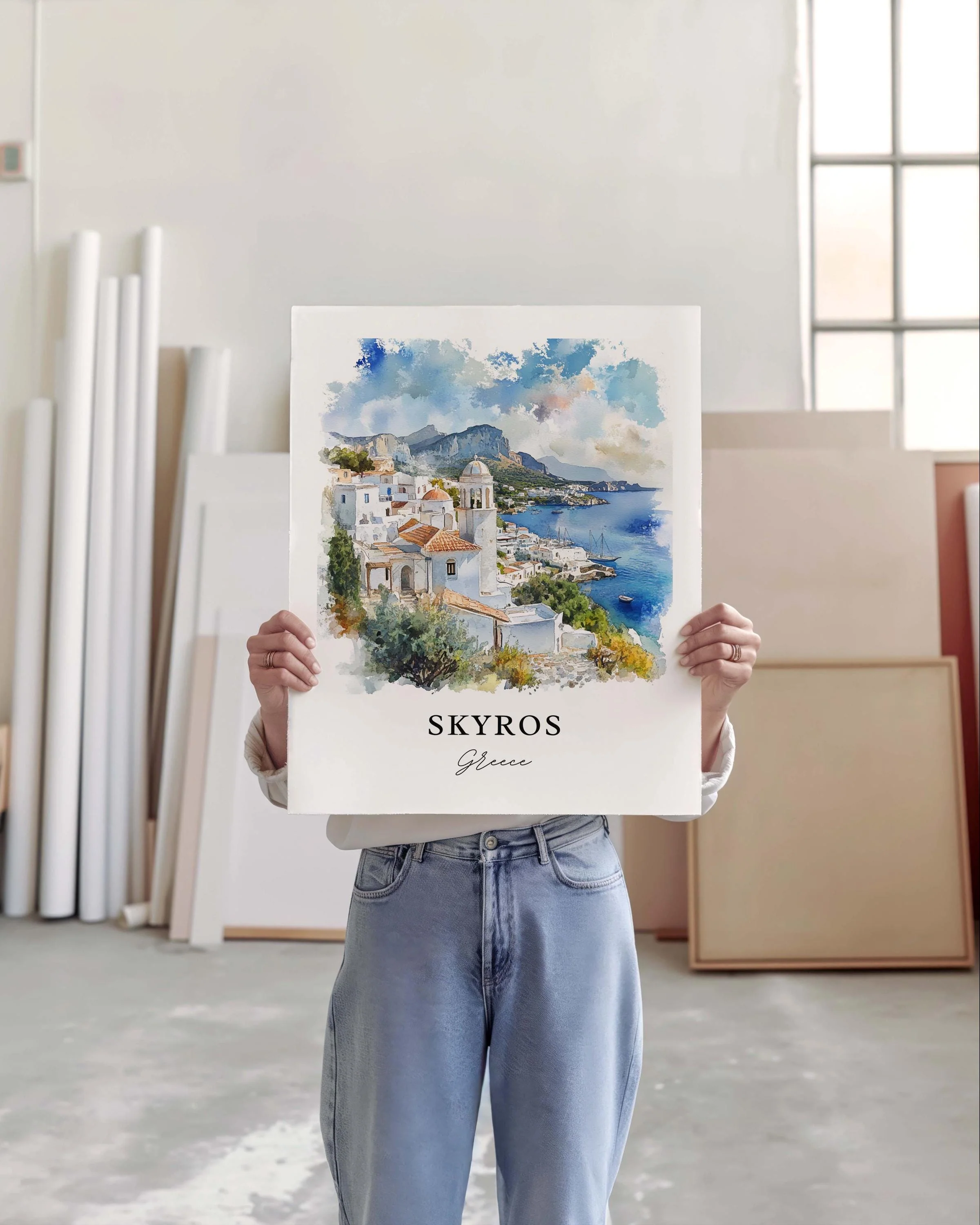Skyros, Greece – Watercolor Art Print - Image 5