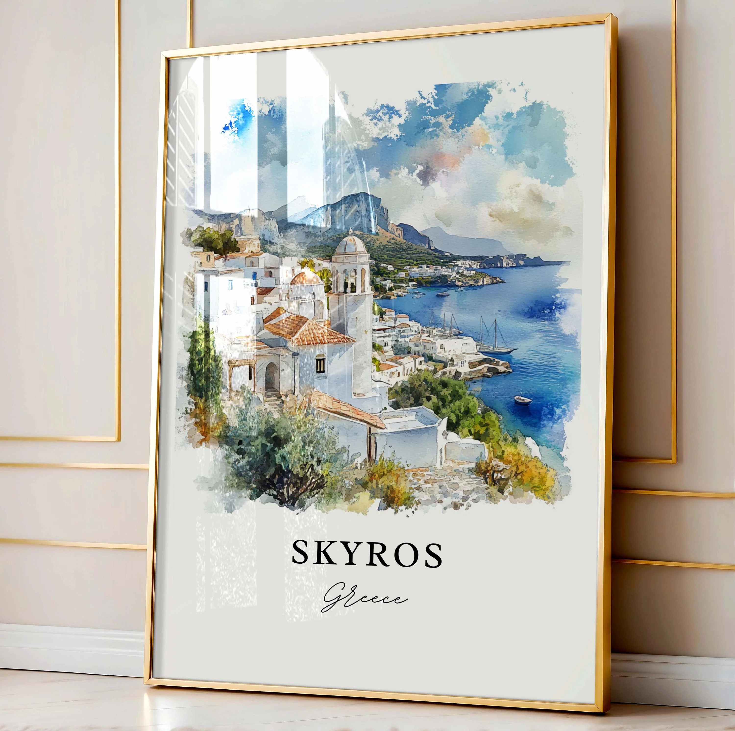 Skyros, Greece – Watercolor Art Print - Image 6