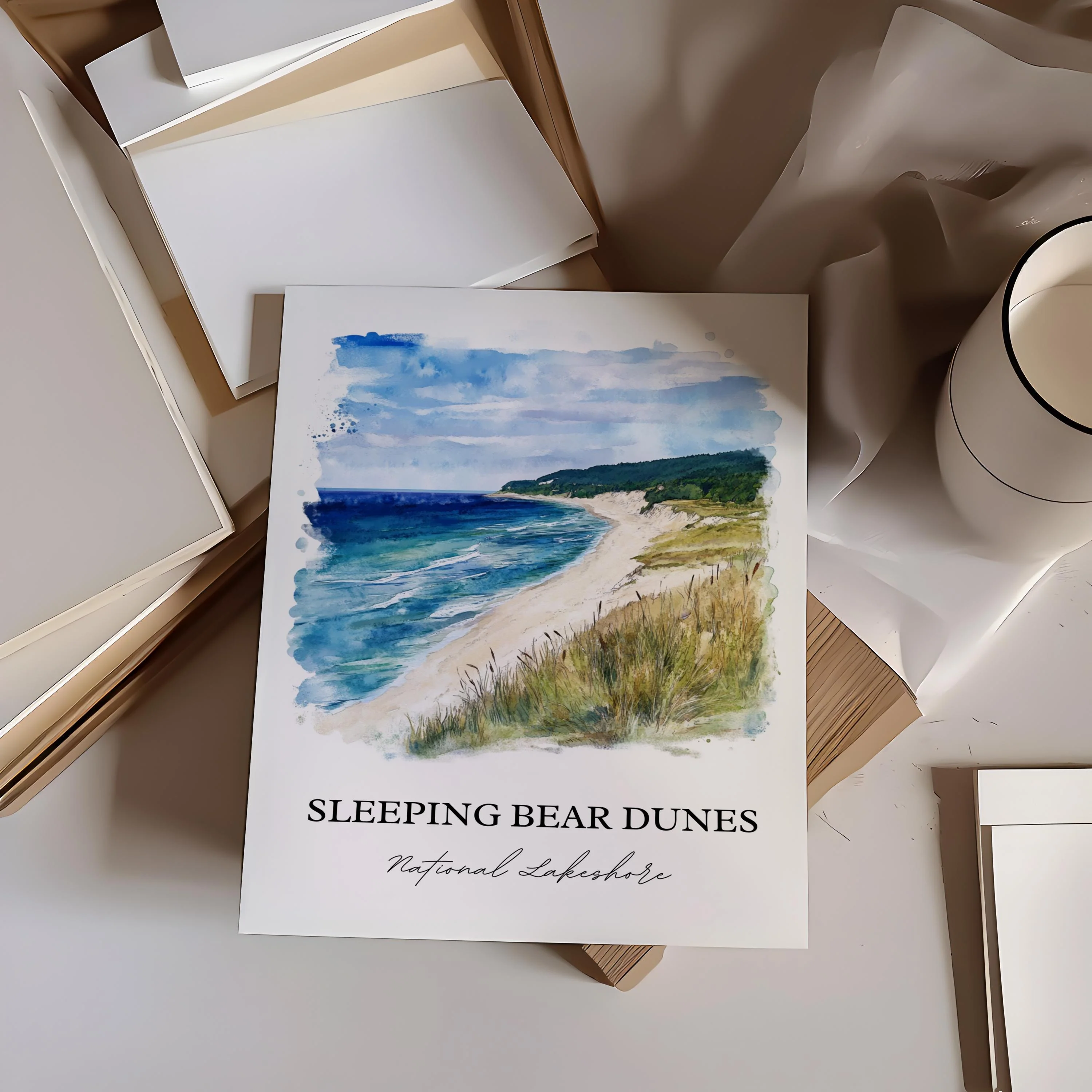 Sleeping Bear Dunes, USA – Watercolor Art Print - Image 4