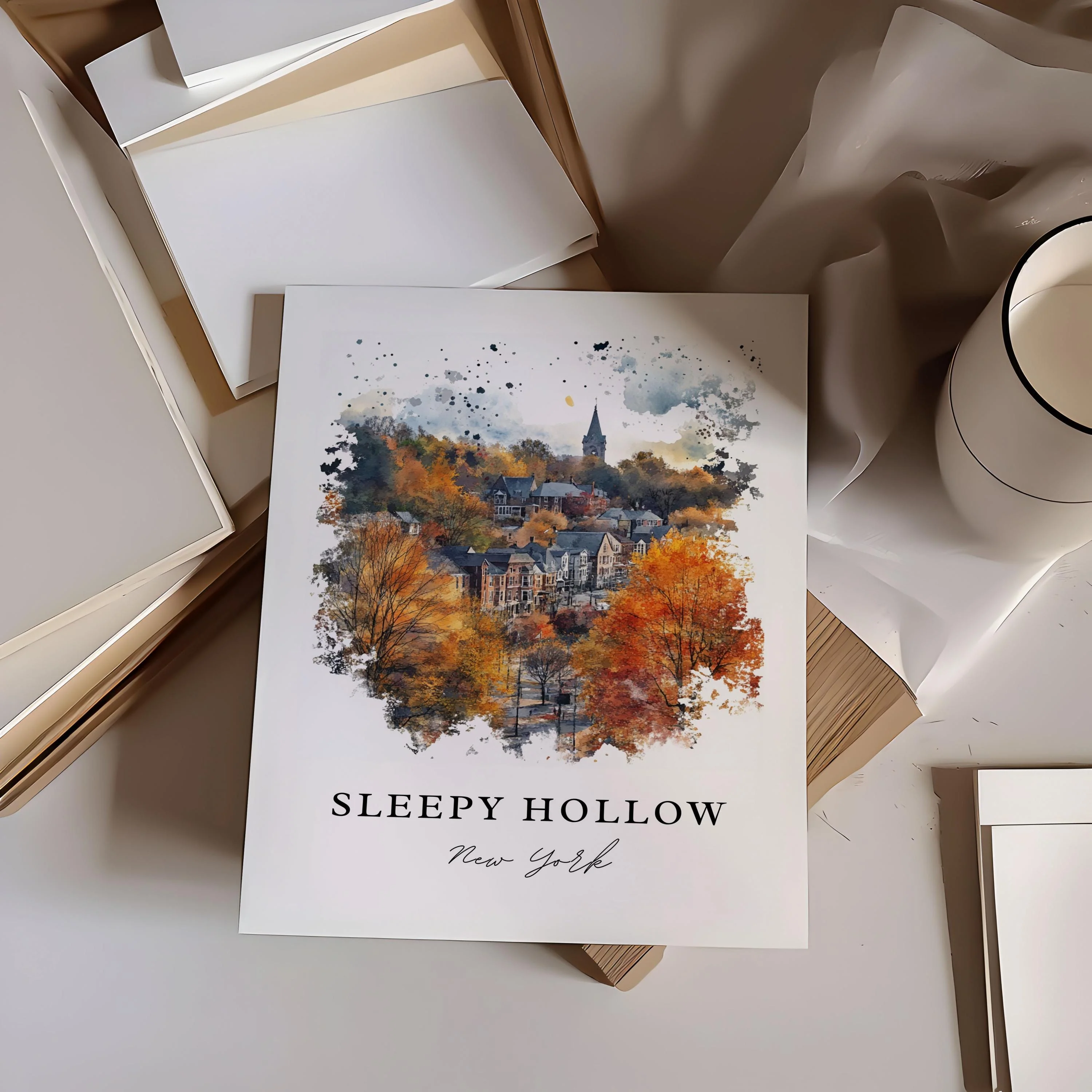 Sleepy Hollow, NY, USA – Watercolor Art Print - Image 2