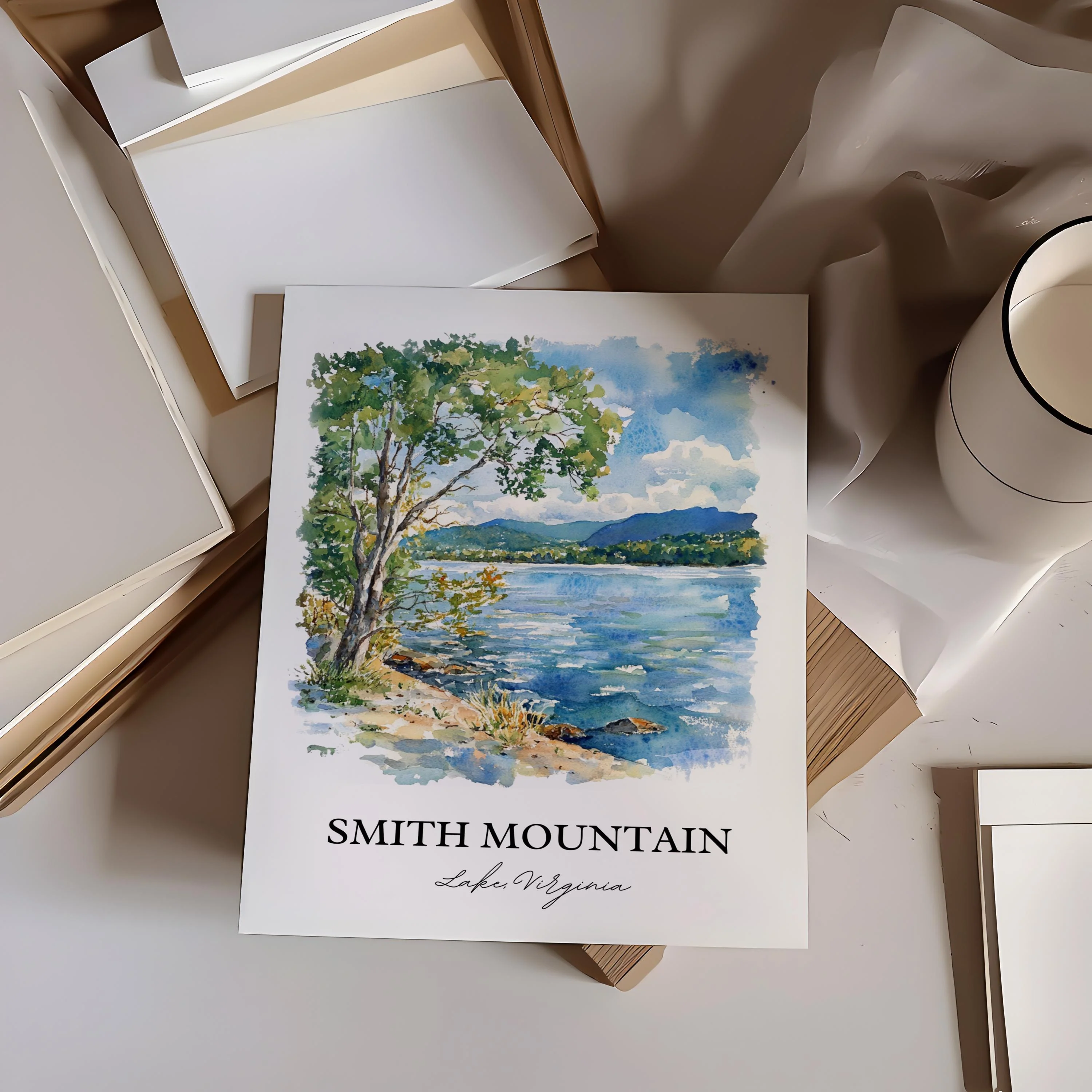 Smith Mountain Lake, USA – Watercolor Art Print - Image 6