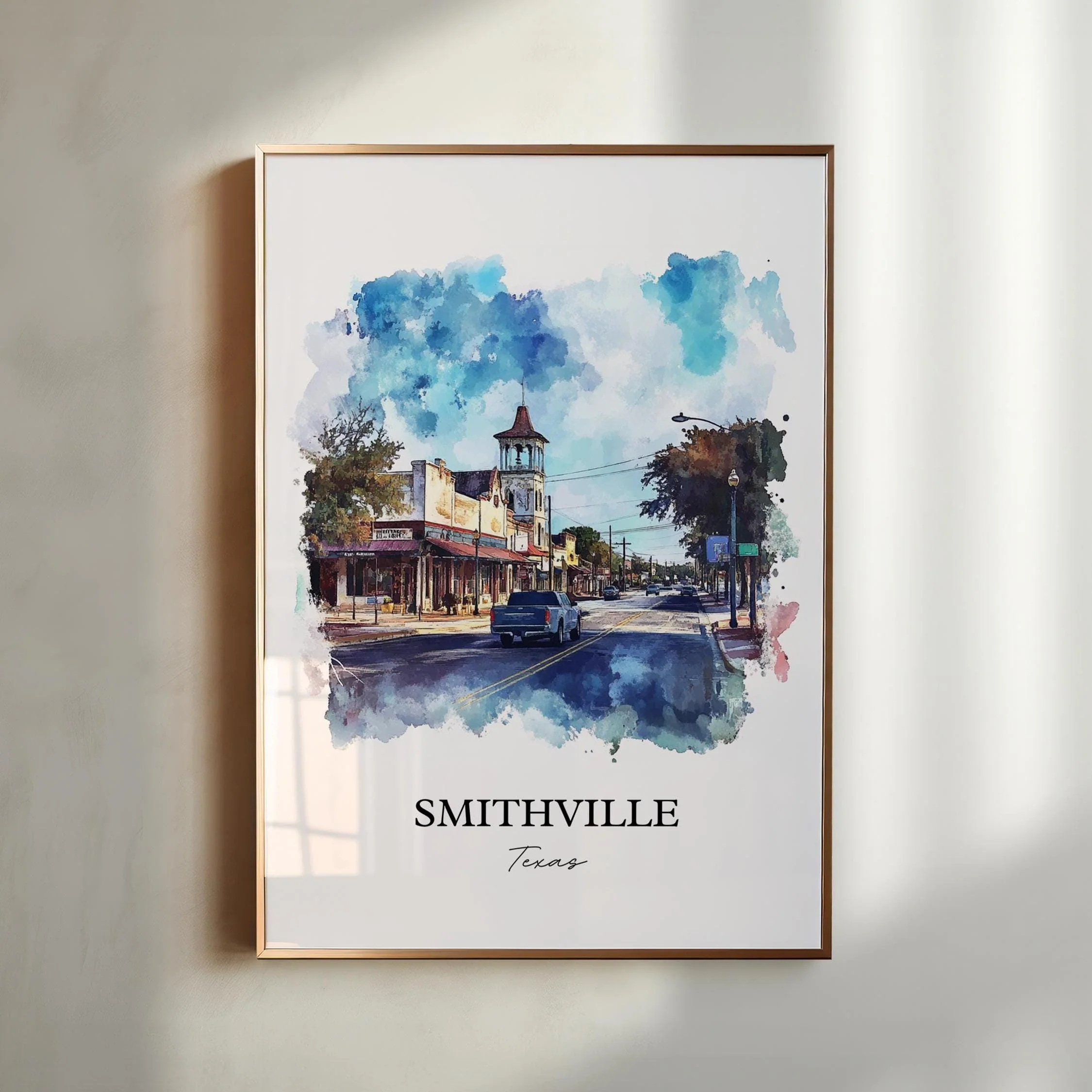 Smithville, Texas, USA – Watercolor Art Print