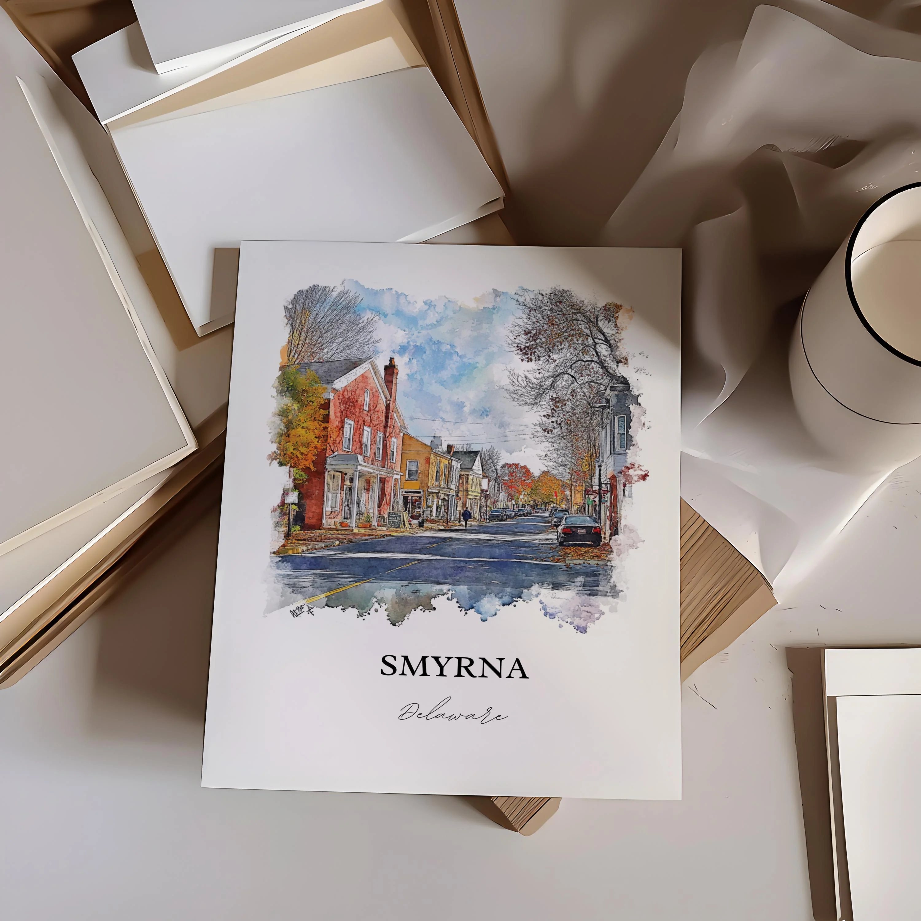 Smyrna, Delaware, USA – Watercolor Art Print - Image 2