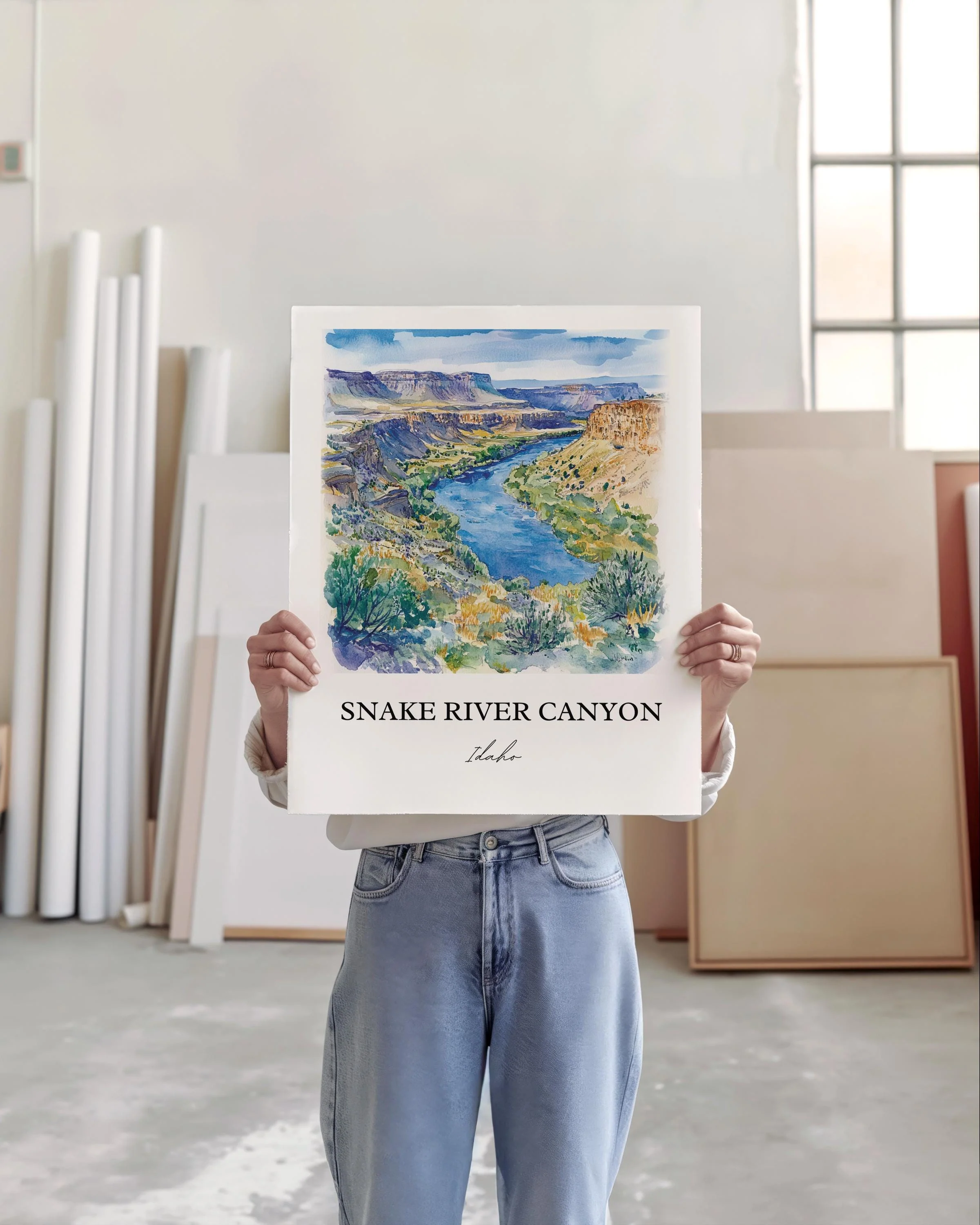 Snake River Canyon, Idaho, Idaho – Watercolor Art Print - Image 4