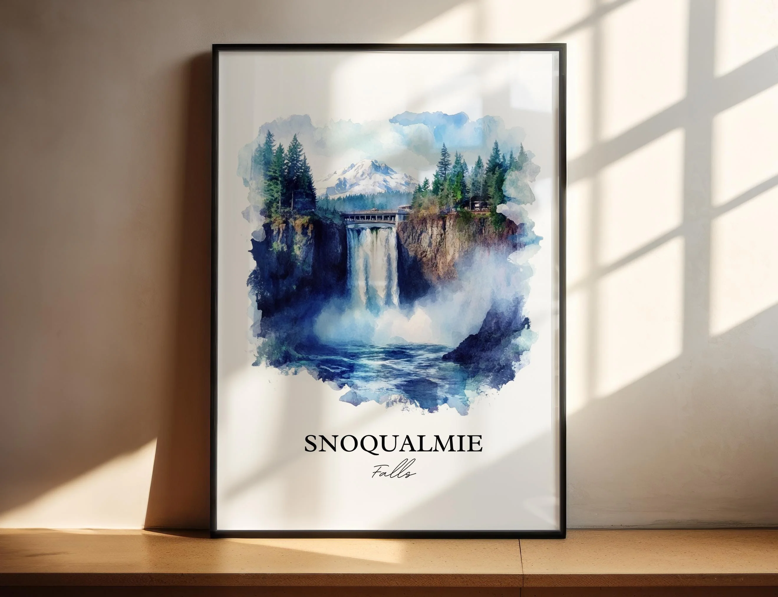 Snoqualmie Falls, USA – Watercolor Art Print
