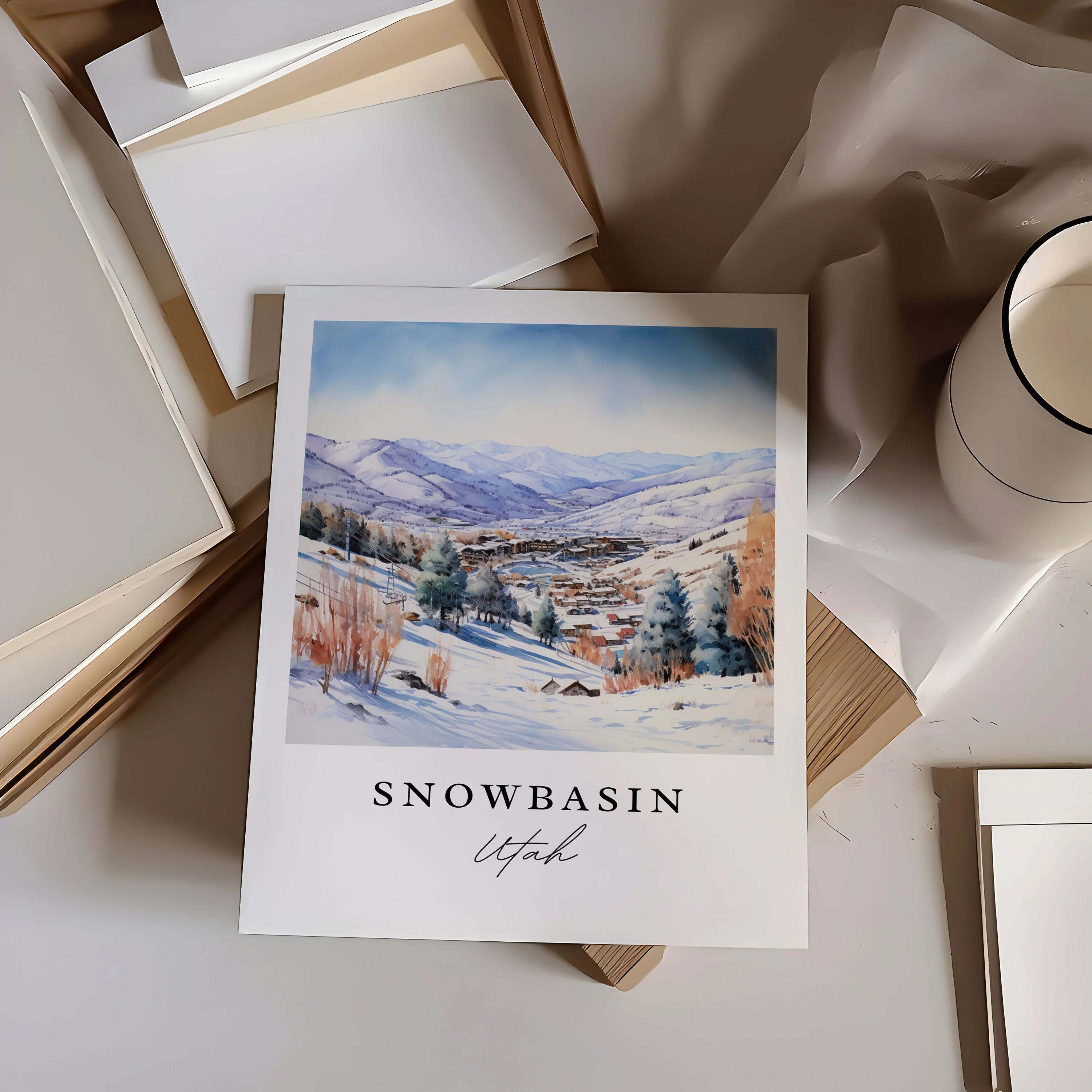 Snowbasin, Utah, Utah – Watercolor Art Print - Image 2