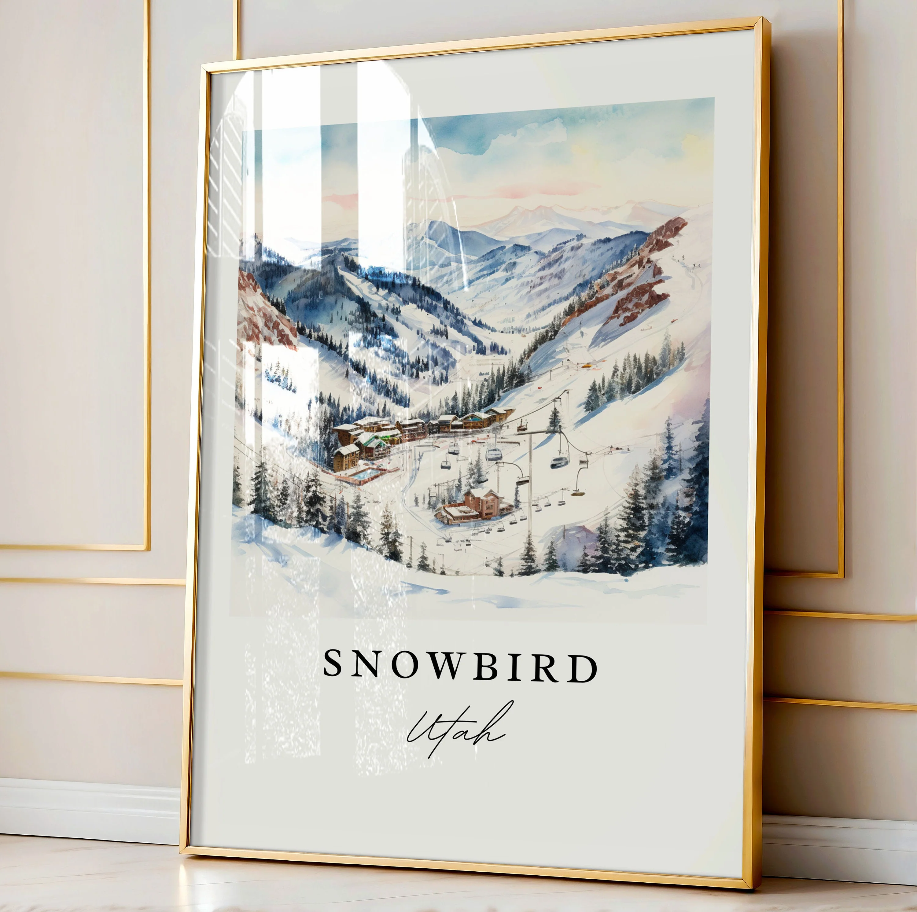 Snowbird Ski Area, Utah – Watercolor Art Print - Image 4