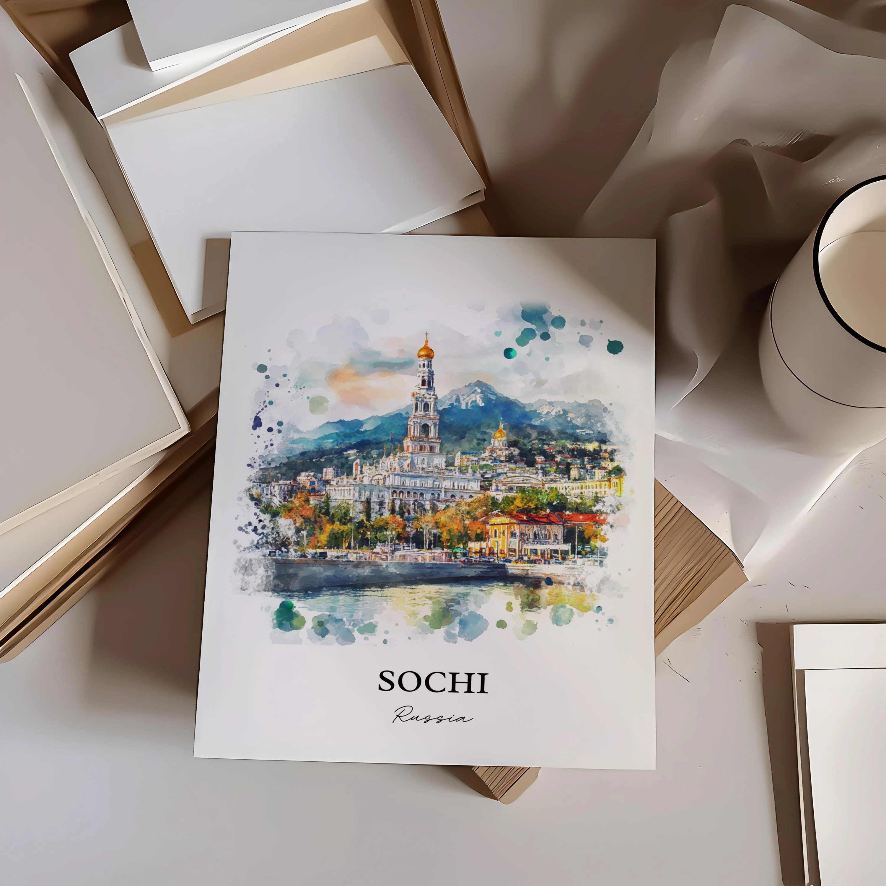 Sochi, Russia – Watercolor Art Print - Image 5