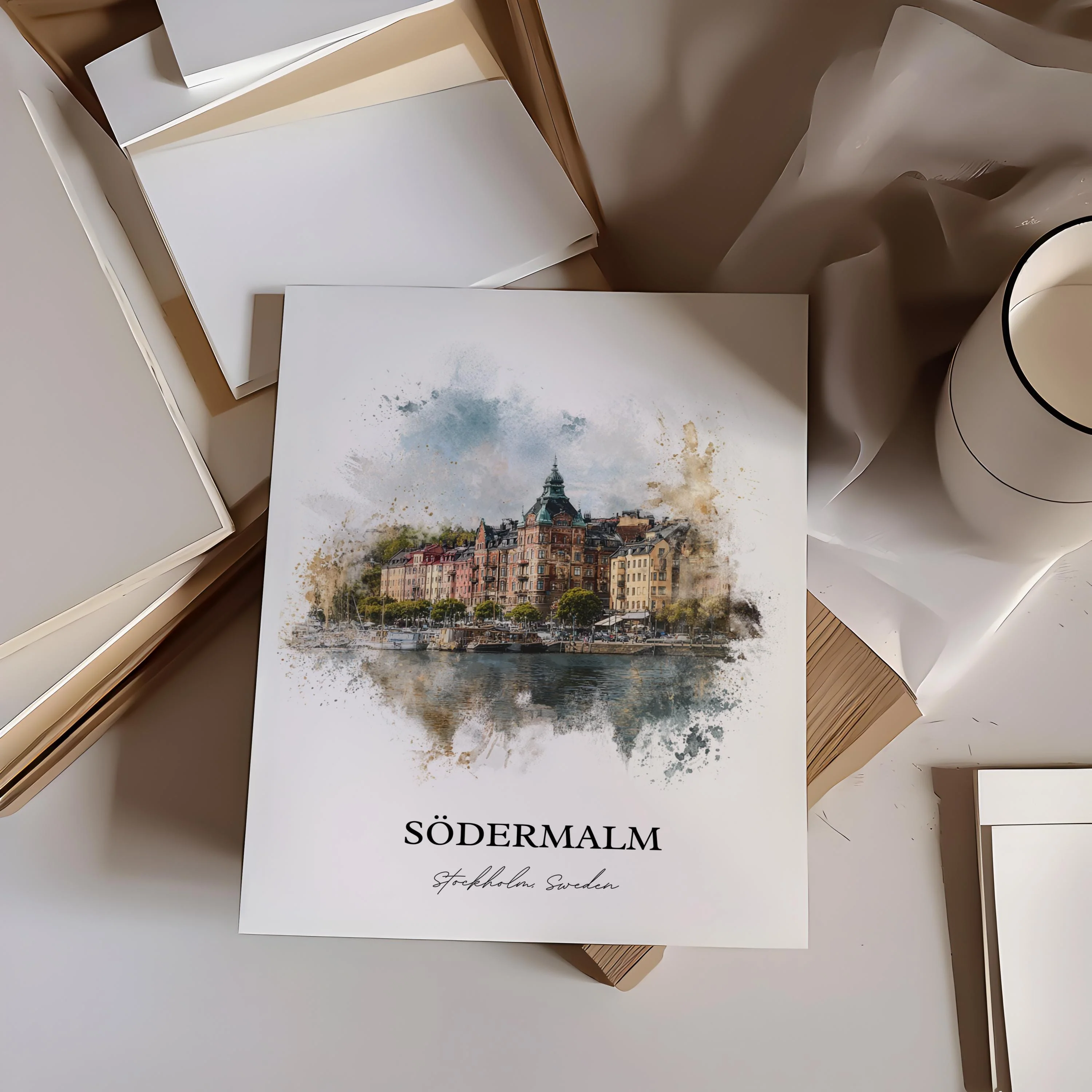 Södermalm, Sweden – Watercolor Art Print - Image 4