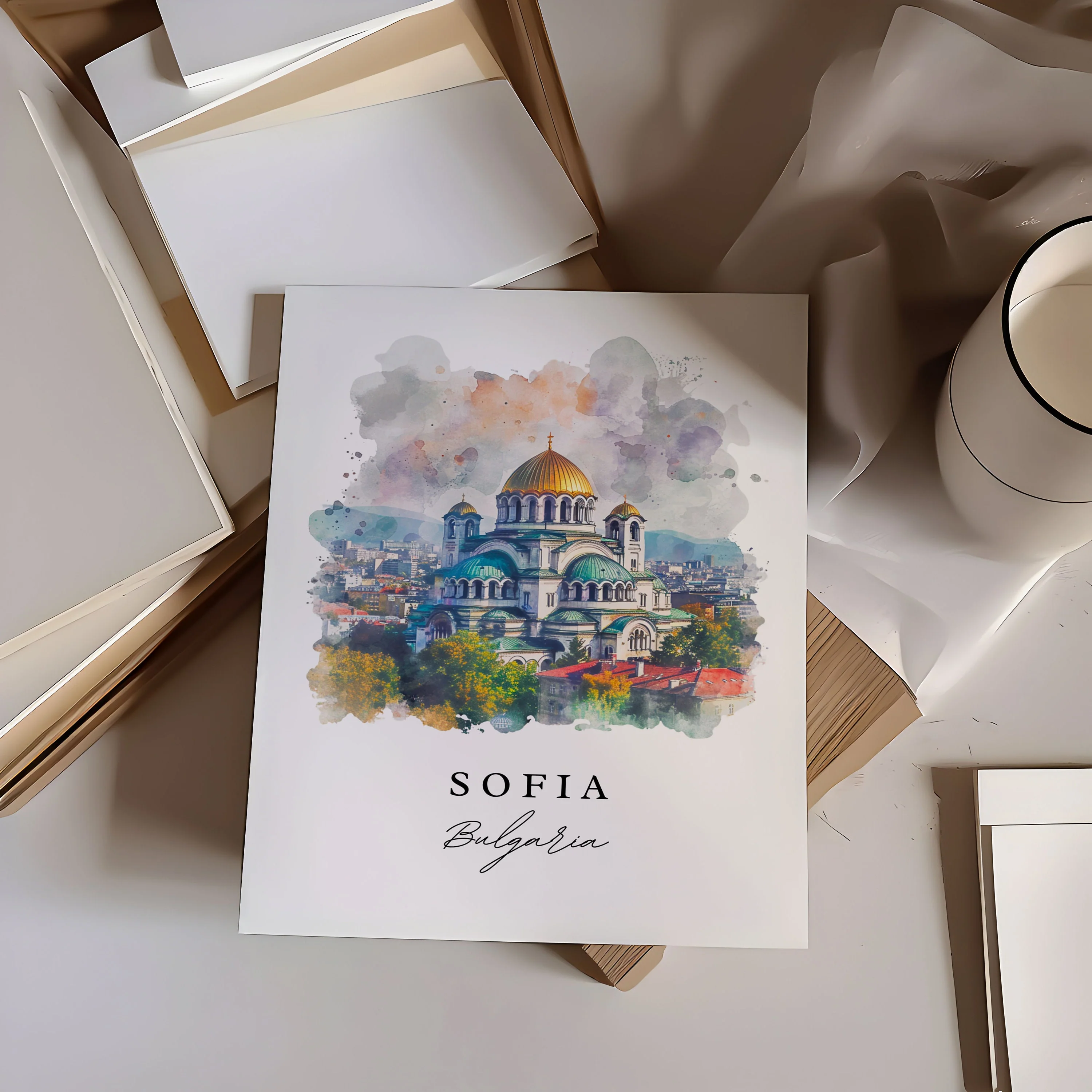 Sofia, Bulgaria – Watercolor Art Print - Image 2