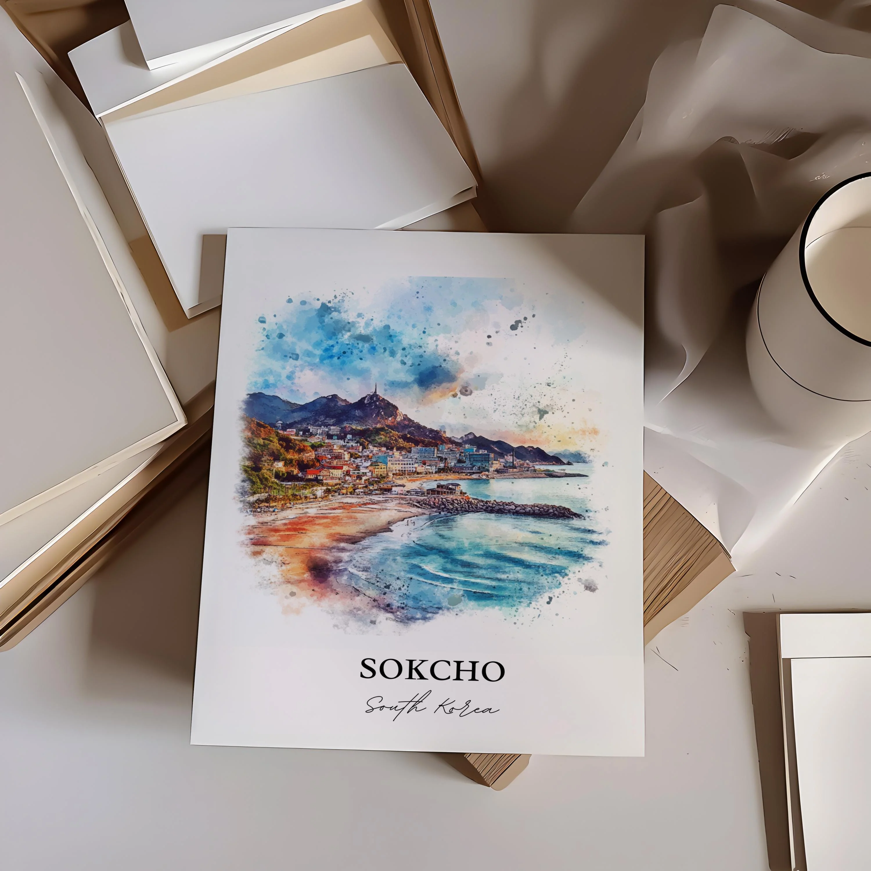 Sokcho-si, South Korea – Watercolor Art Print - Image 6