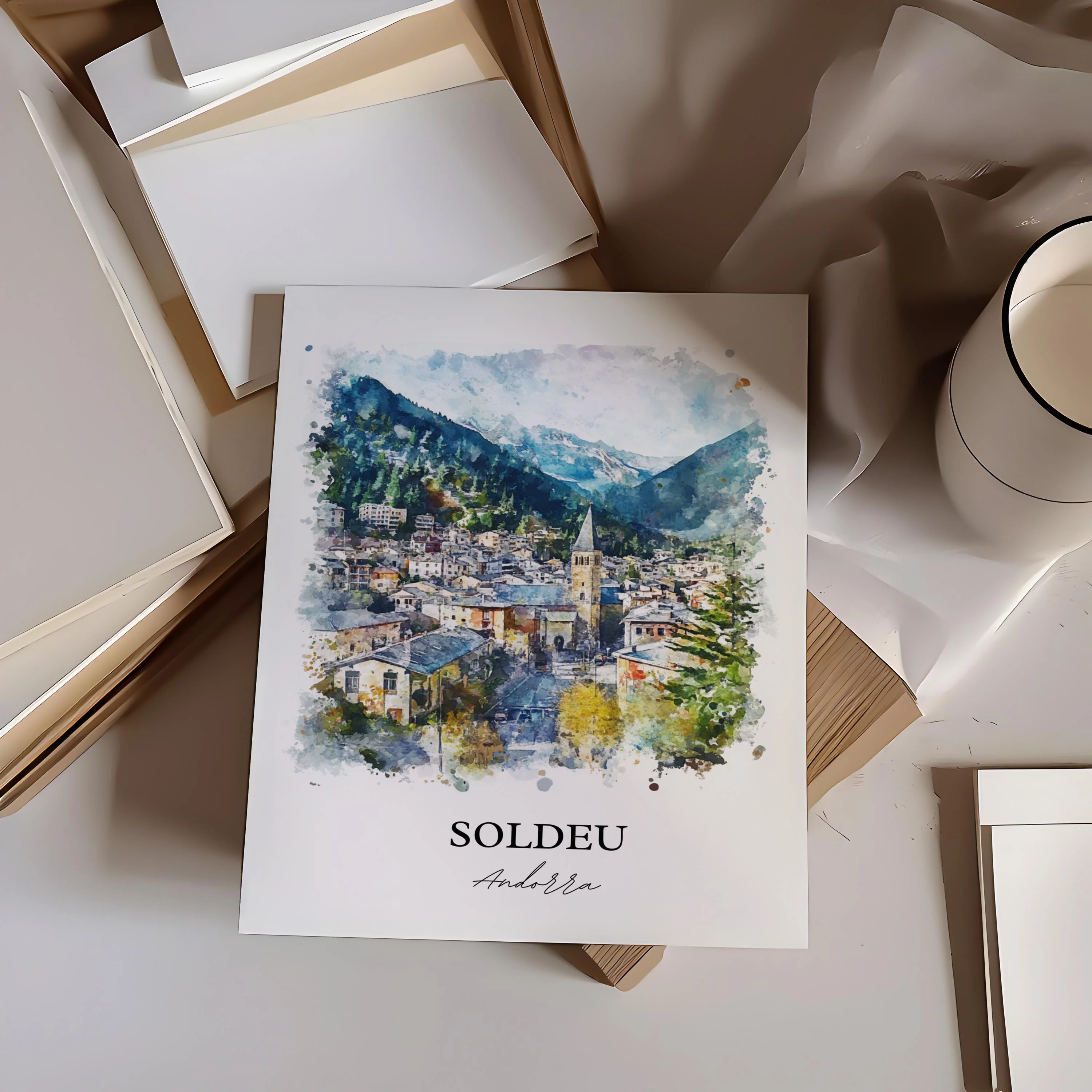 Soldeu, Andorra – Watercolor Art Print - Image 6