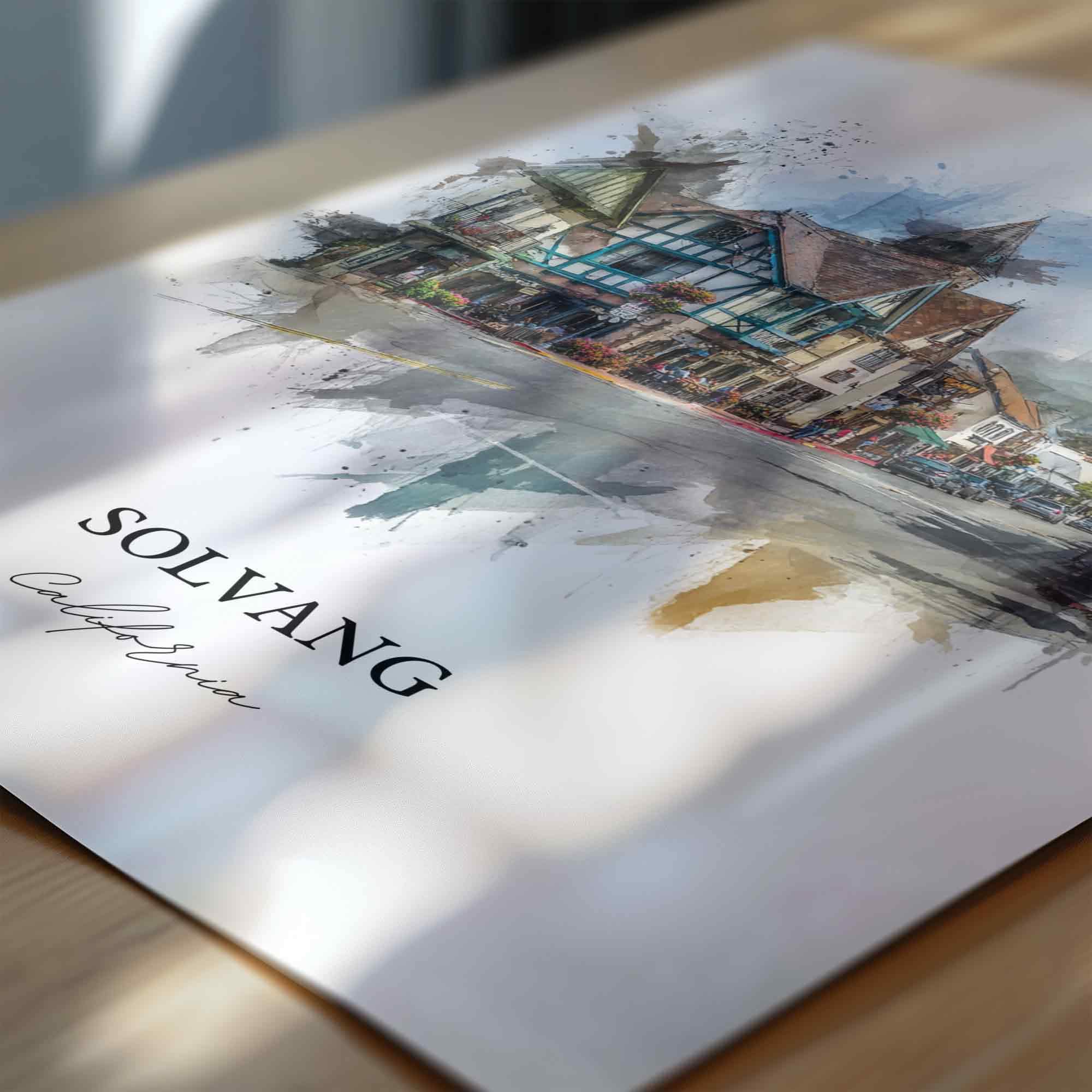 Solvang, CA – Watercolor Art Print - Image 2