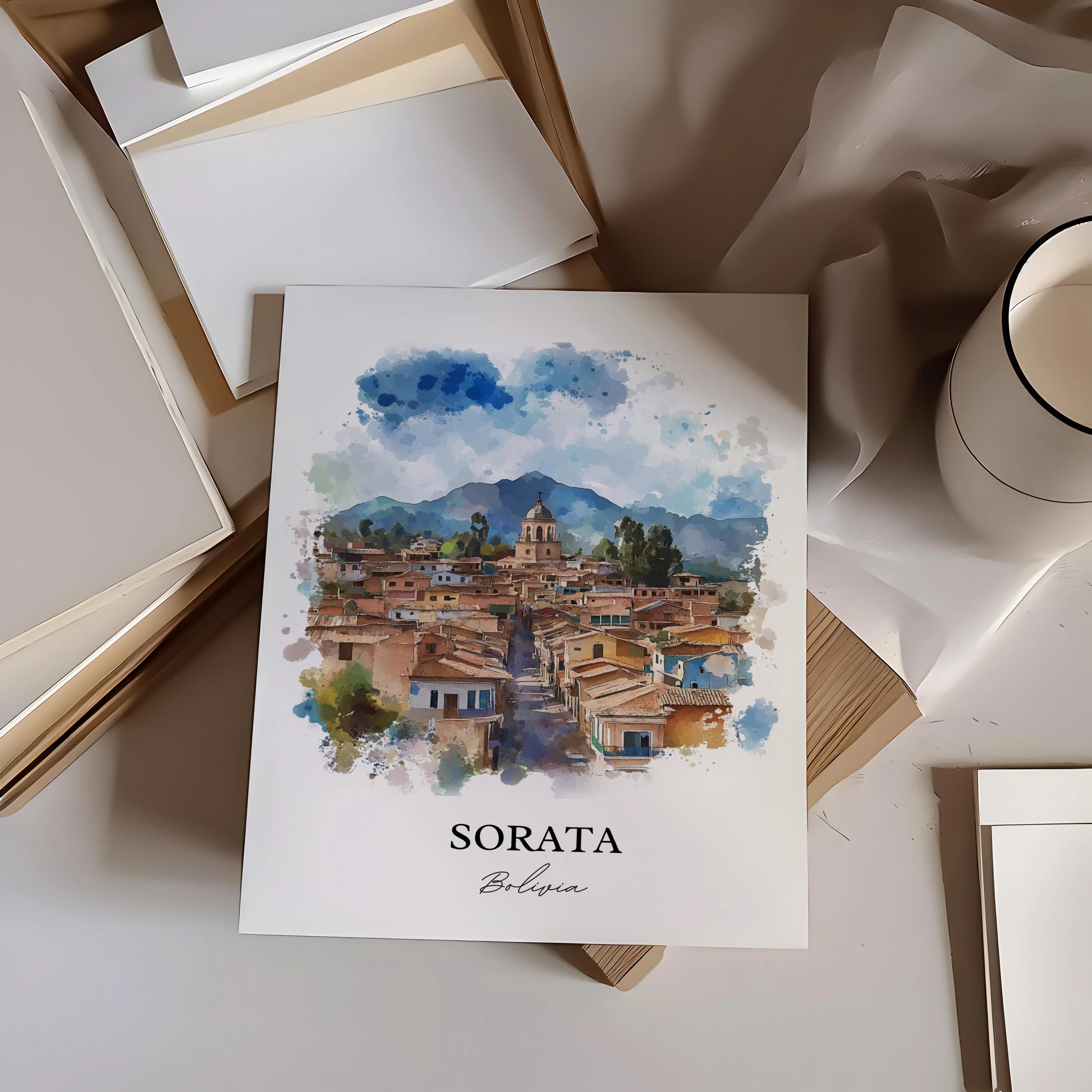 Sorata, Bolivia – Watercolor Art Print - Image 4