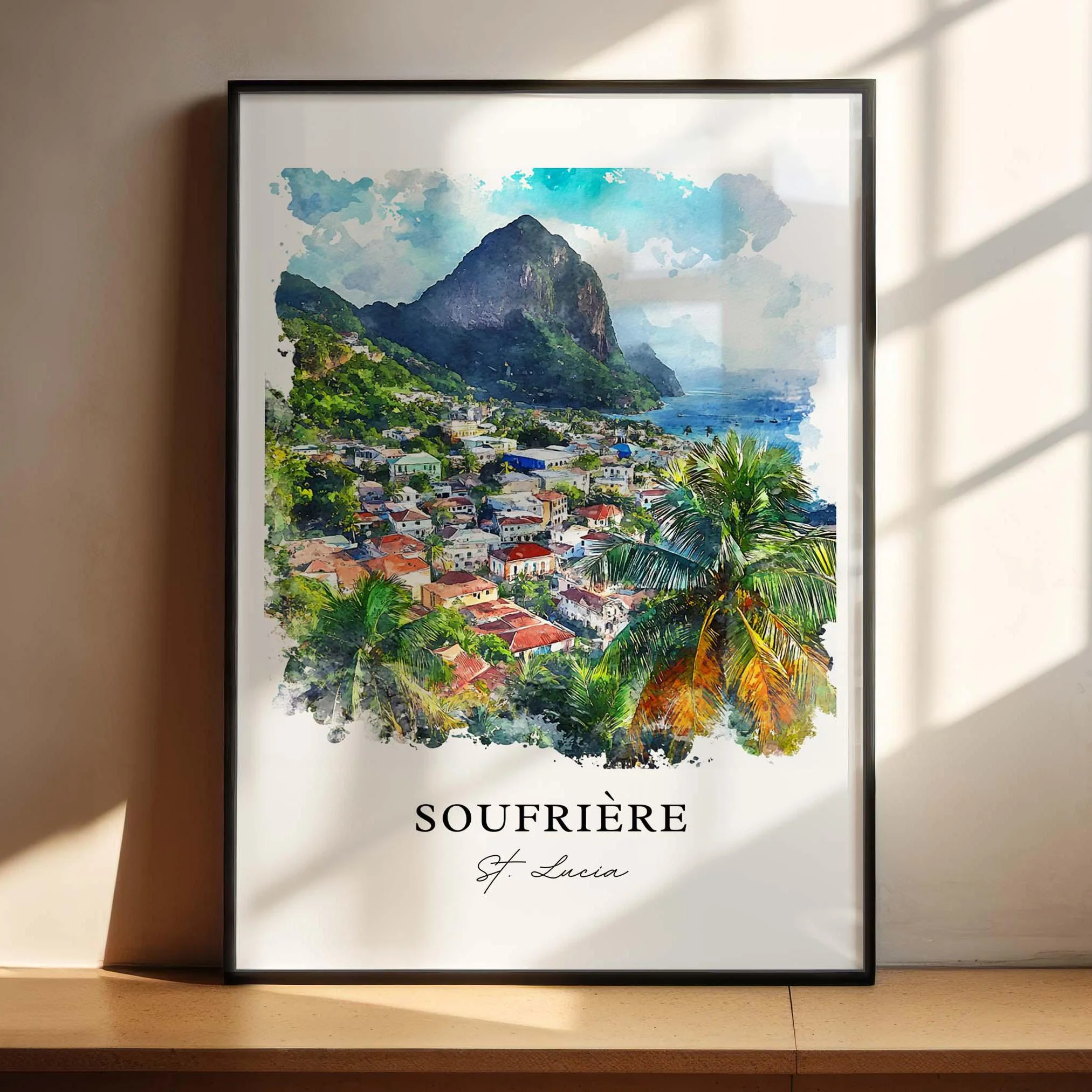 Soufriere, Saint Lucia – Watercolor Art Print