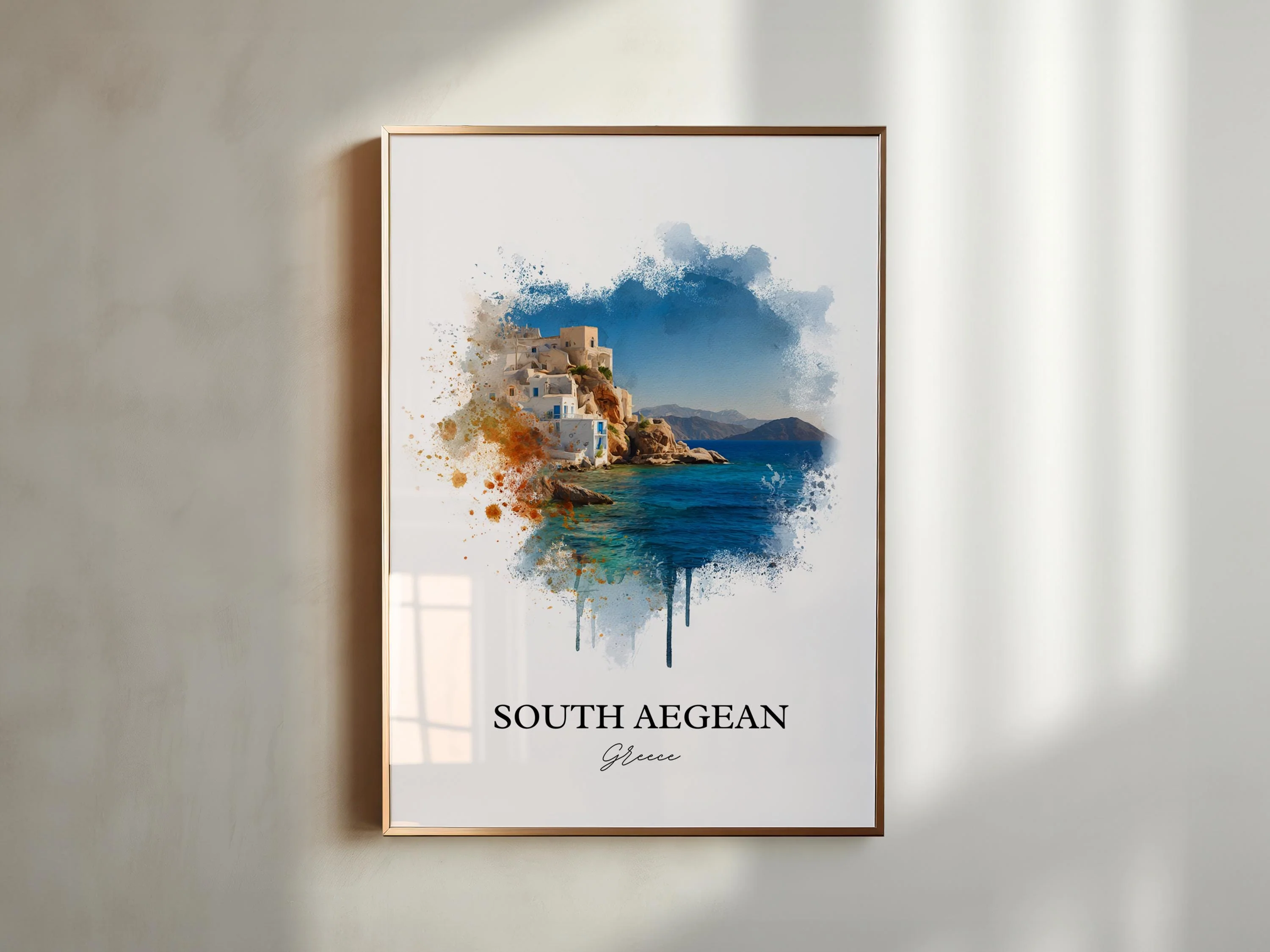 South Aegean, Greece – Watercolor Art Print - Image 3