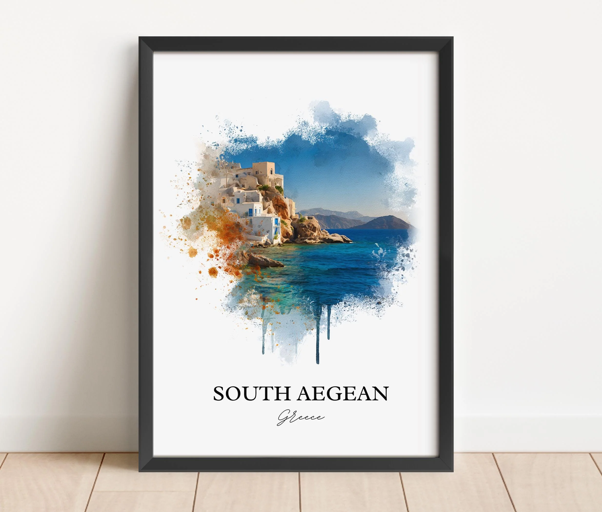 South Aegean, Greece – Watercolor Art Print - Image 4