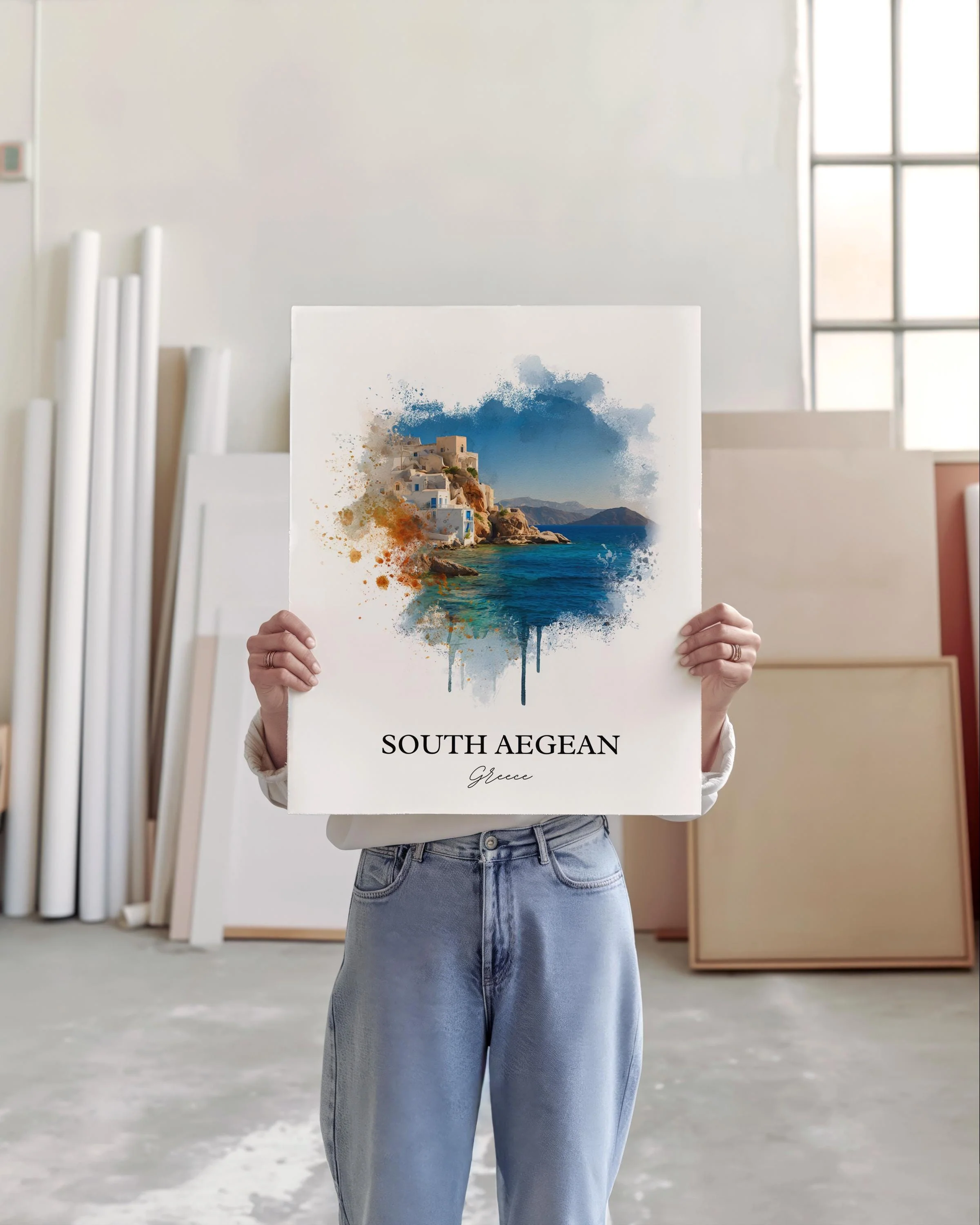 South Aegean, Greece – Watercolor Art Print - Image 5