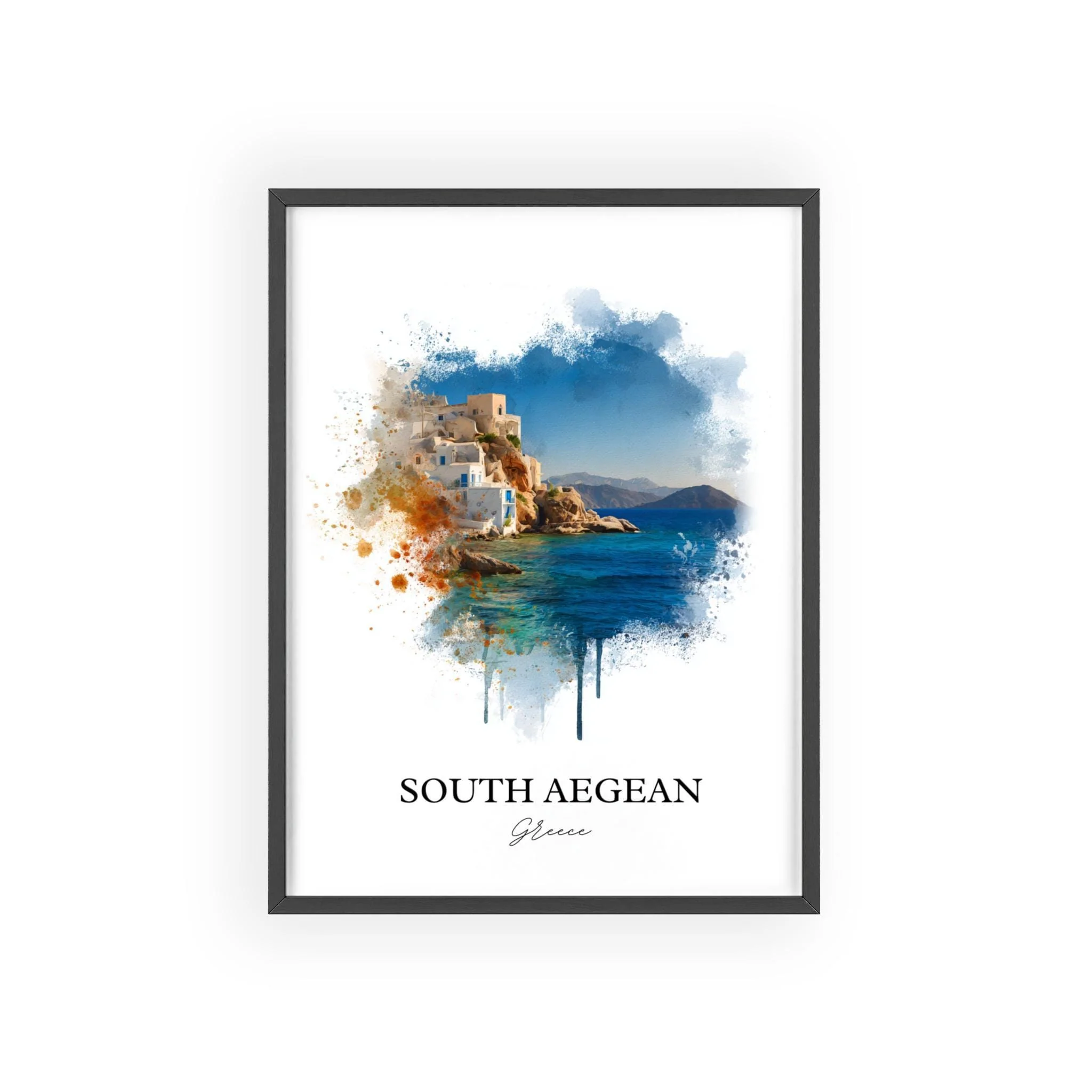 South Aegean, Greece – Watercolor Art Print - Image 7