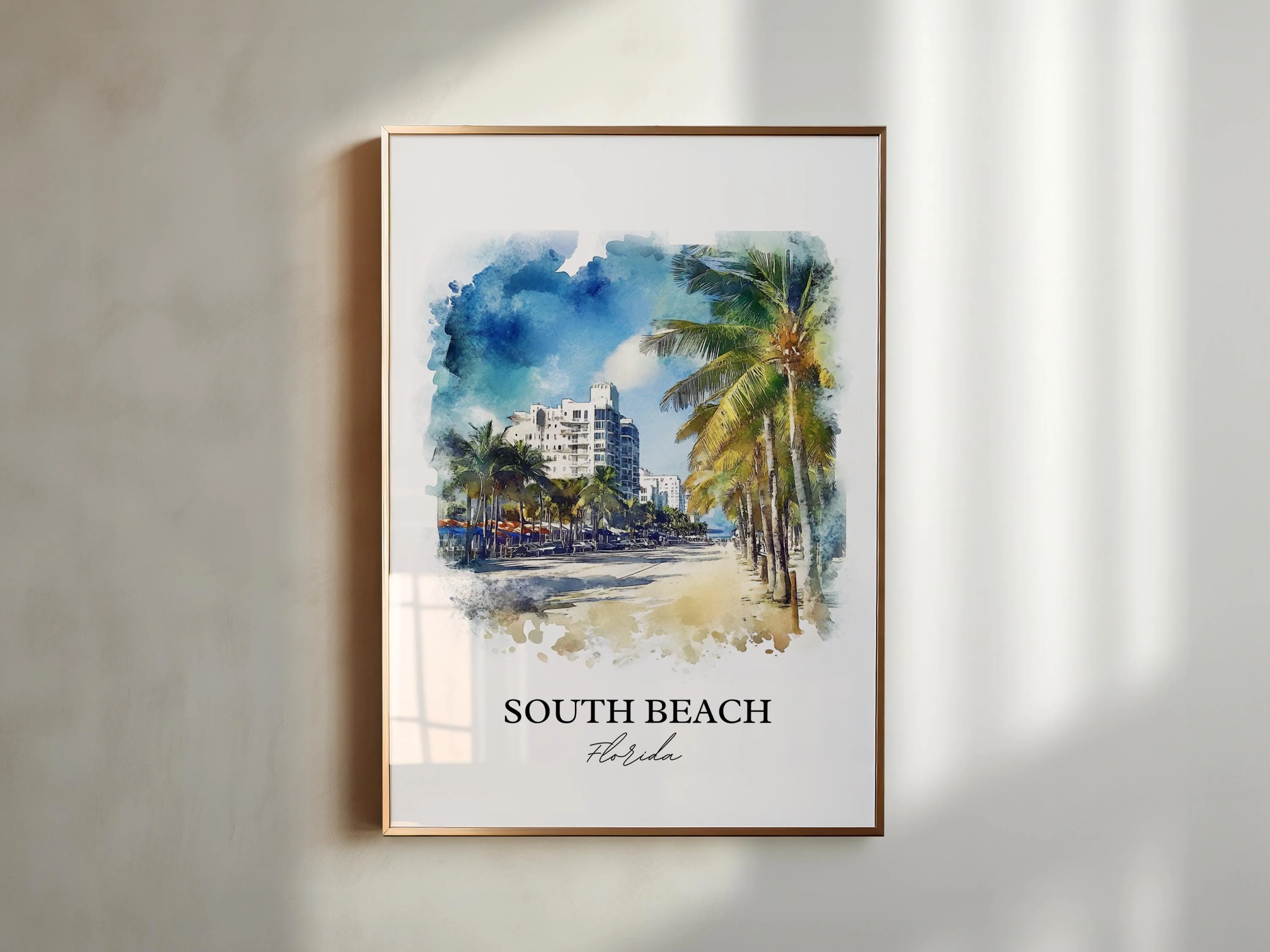 South Beach, USA – Watercolor Art Print - Image 3