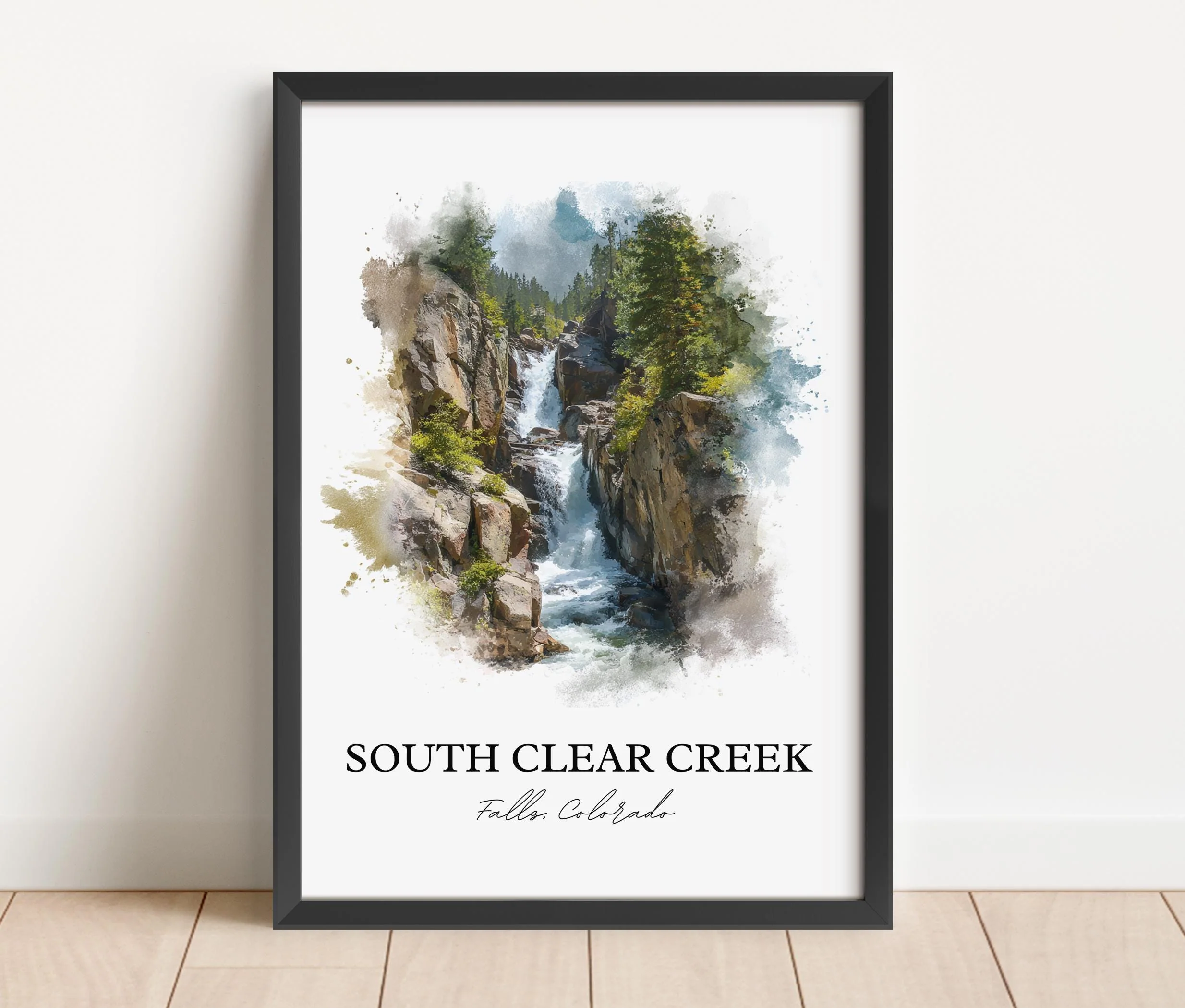 South Clear Creek Falls, USA – Watercolor Art Print - Image 6